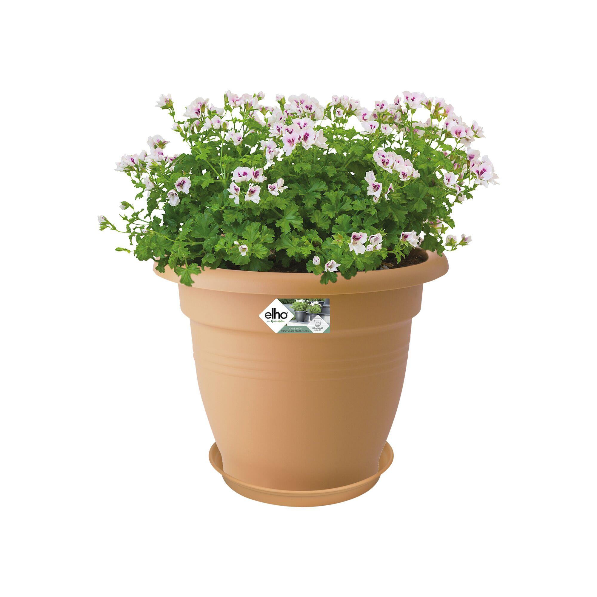 Sottovaso per vaso da fiori ELHO Green basics in polipropilene di colore terra cotta ø 33.7 x H 4.7 cm - 3