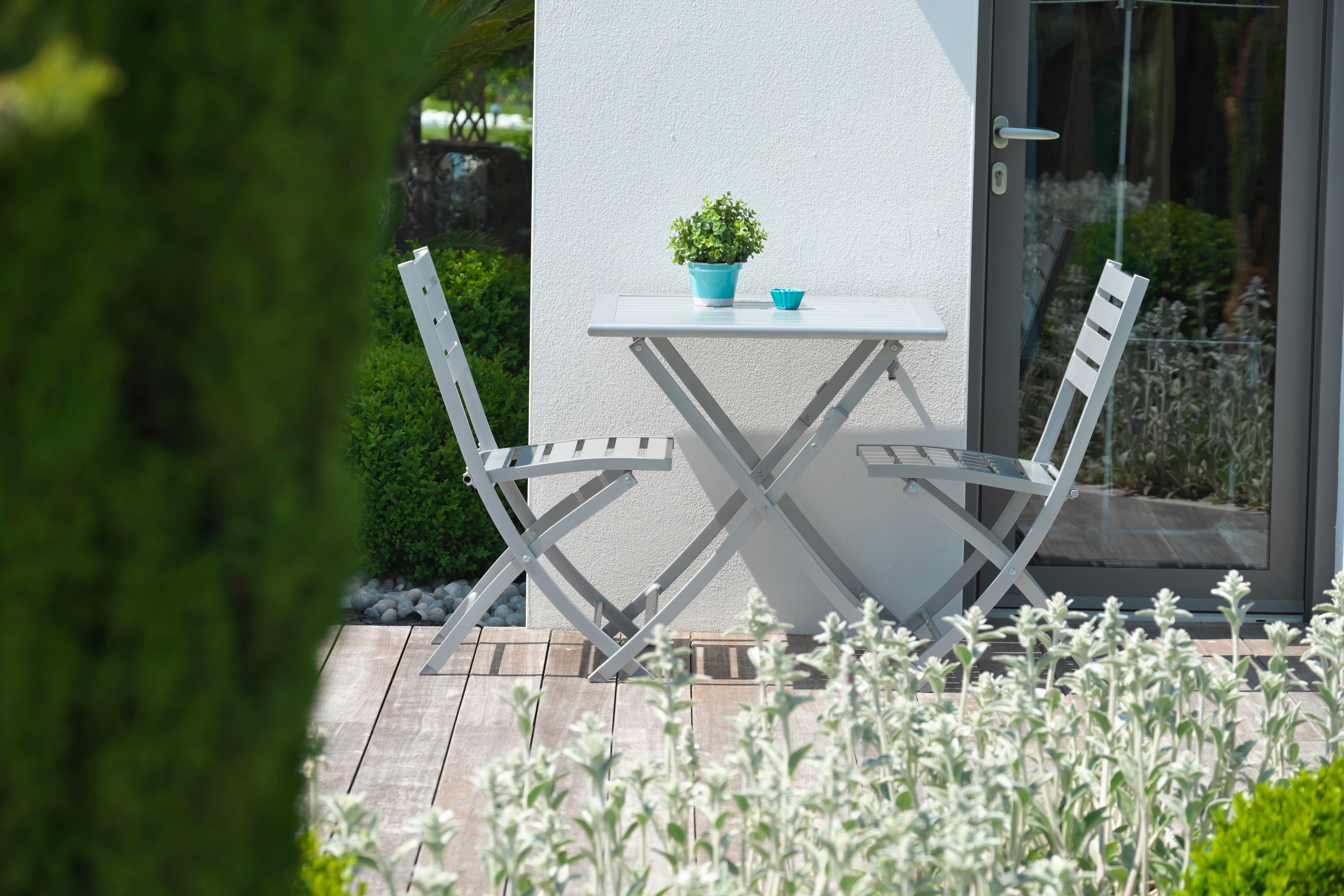 Table de jardin pliante Marius carré gris 2 personnes - CITY GARDEN - 3
