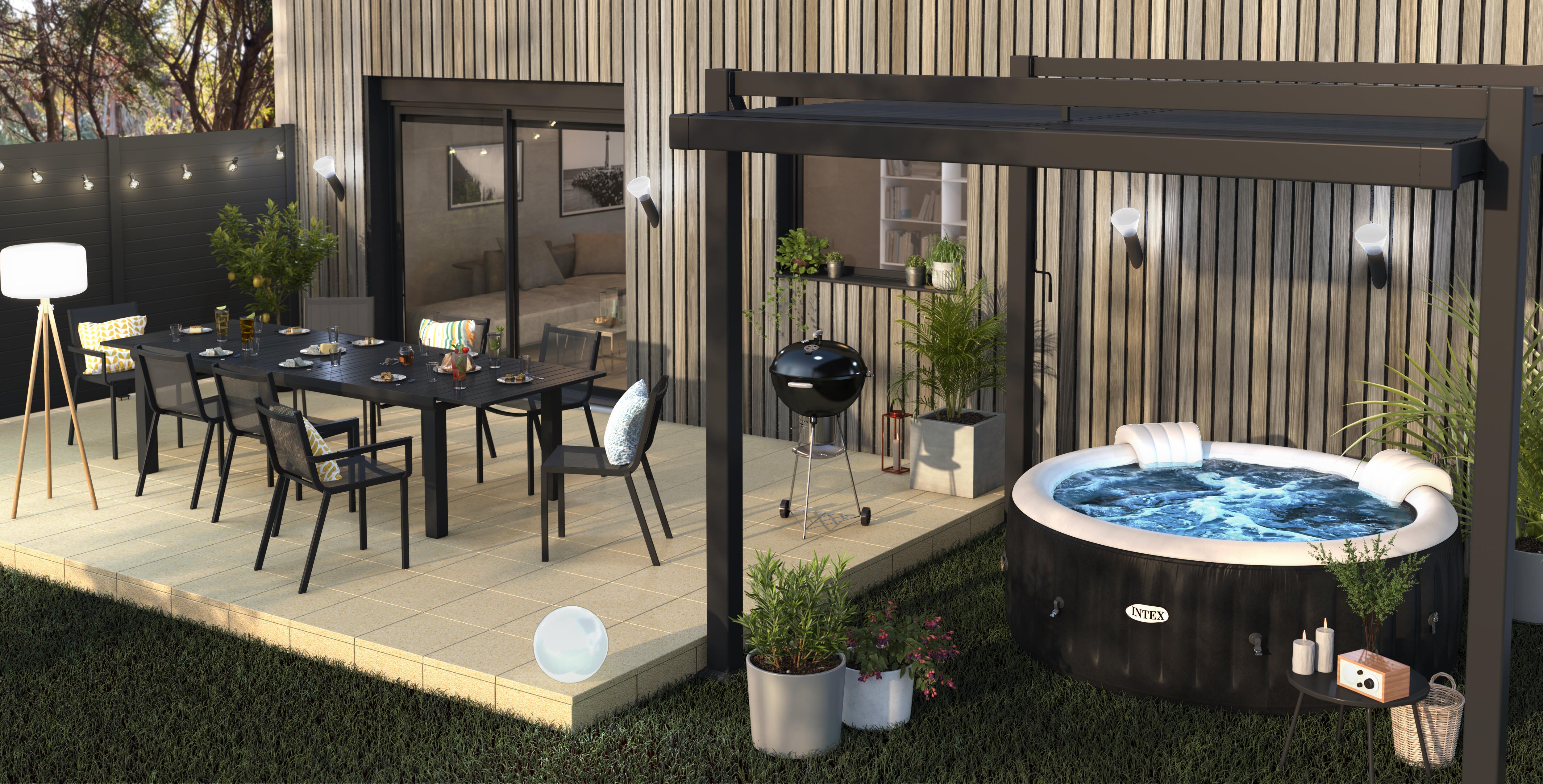 Pure Spa gonflable INTEX Blue Navy rond 4 places + Kit d'entretien - 5