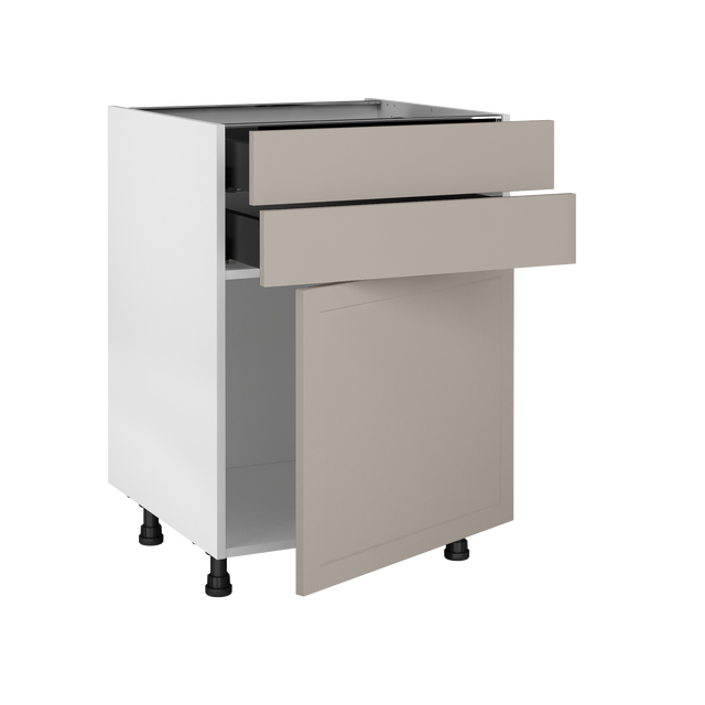 Meuble bas de cuisine Newport taupe 1 porte et 2 tiroirs H77 x l60