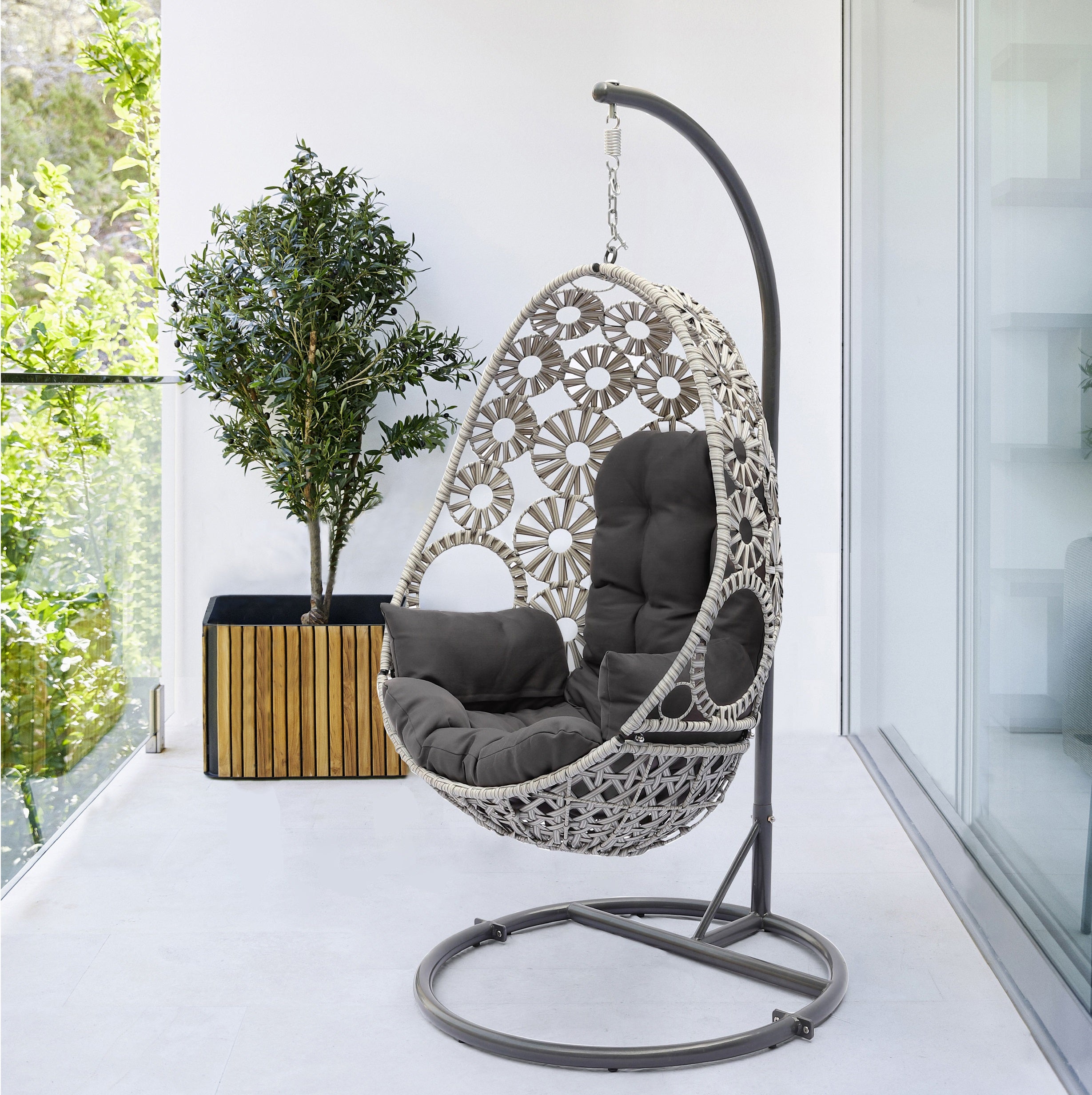 Balancelle en acier beige DCB GARDEN Samoa l.115 x P.43 x H.210 cm - 5