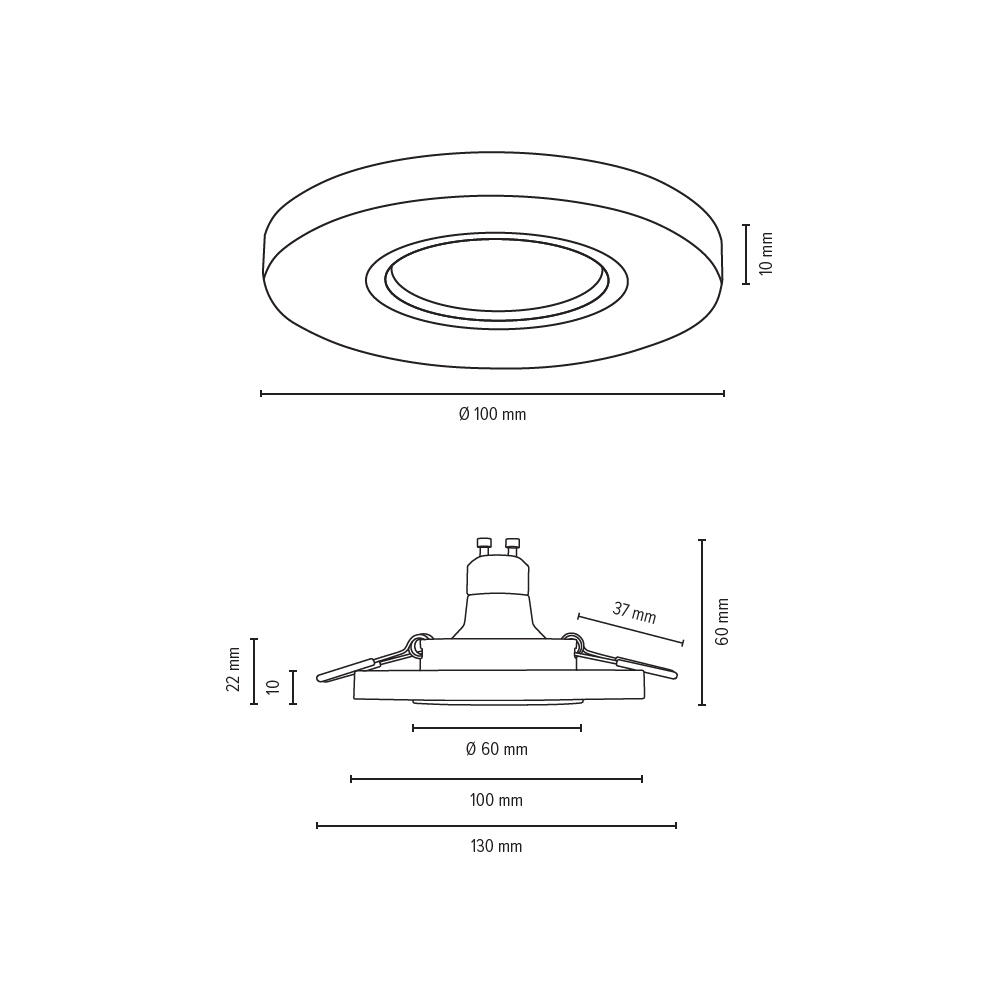 Spot individuel à fixer Rêve de Béton gris, GU10, 2700K CALI rond - 3