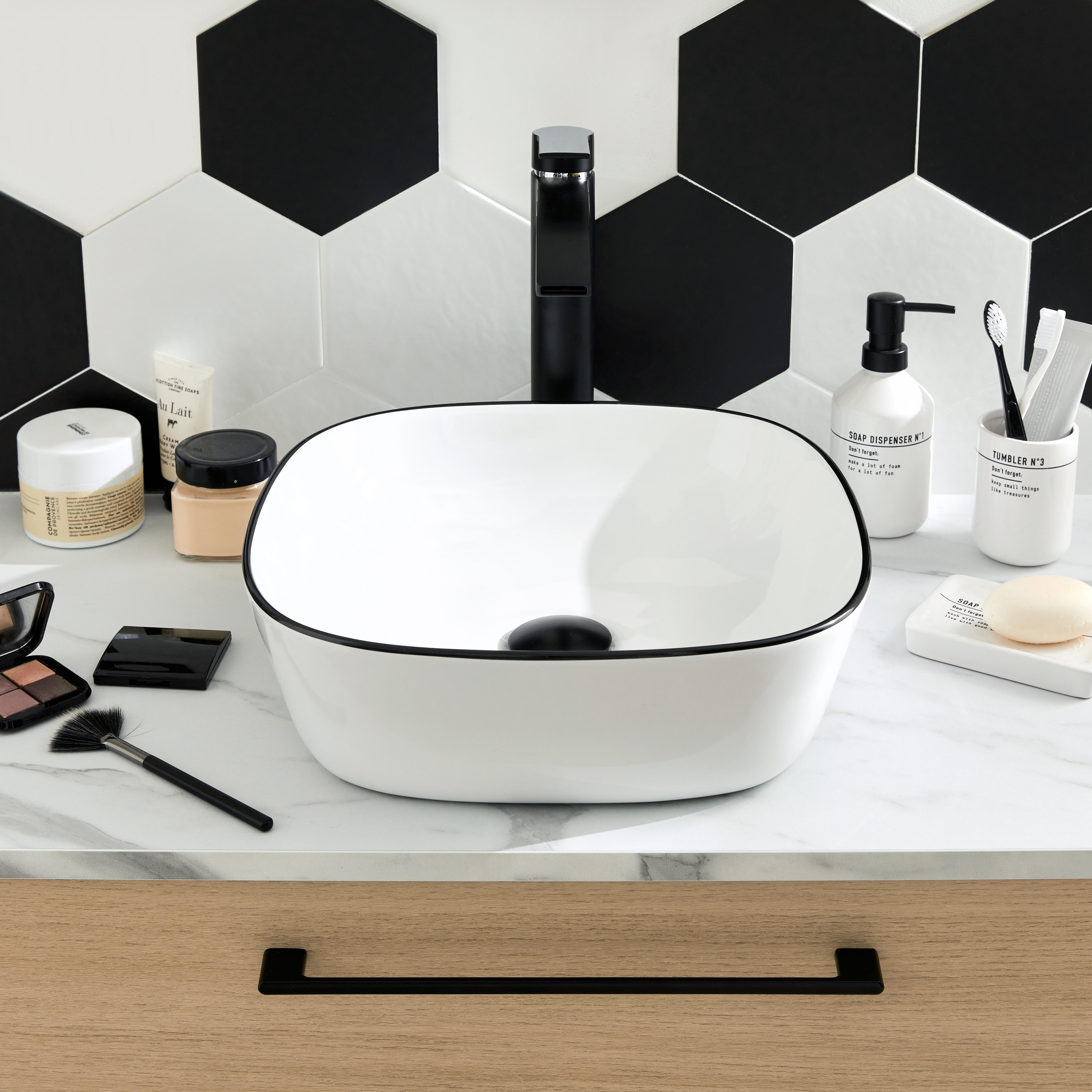 Vasque à poser céramique carré Diego H.12 x l.37 x P.37 cm blanc brillant - 4