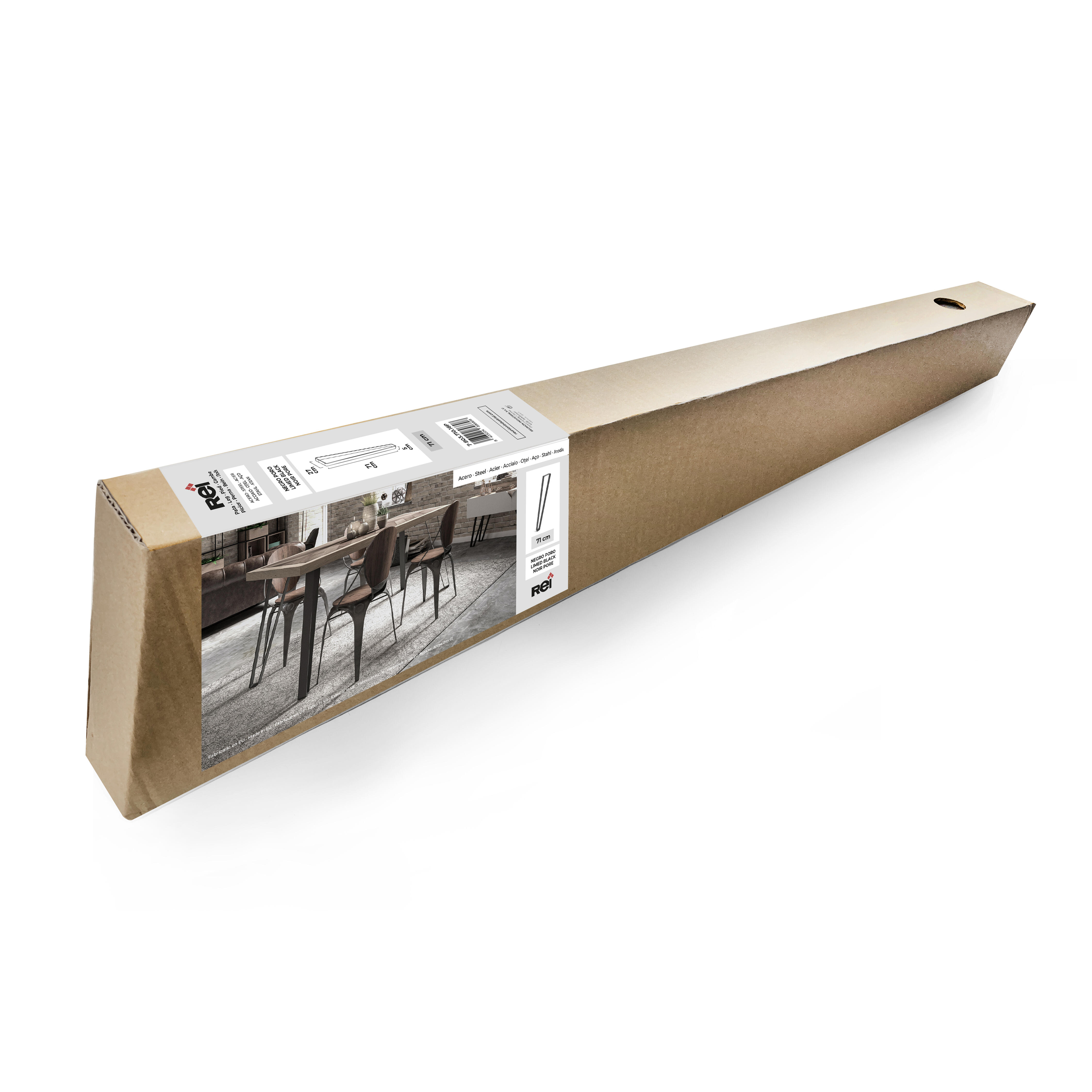 Pied pour tables et plans de travail design REI à fixer, H.71 cm acier époxy noi - 2