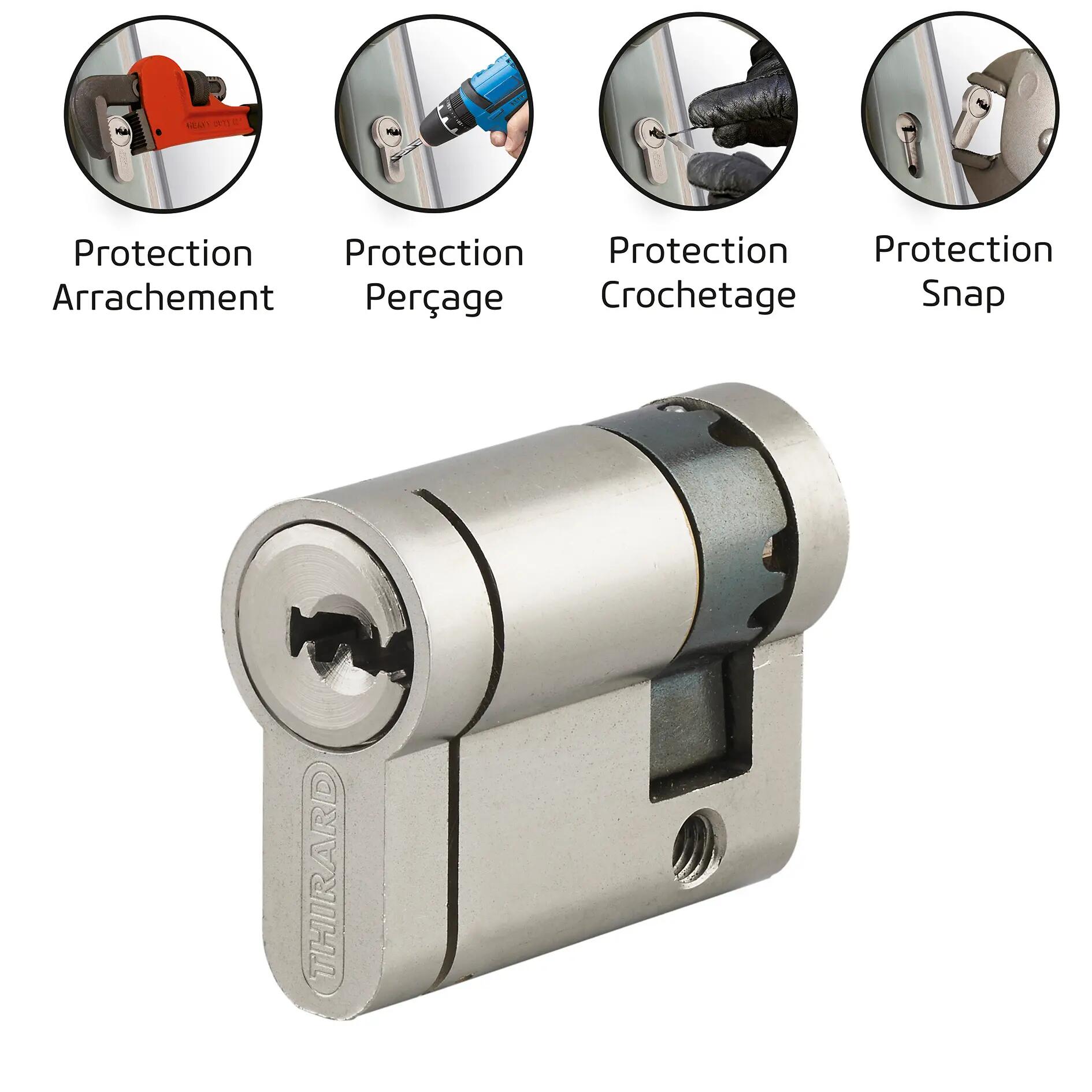 Cylindre THIRARD T2 débrayable L.30 + 10mm 5 clés - 4