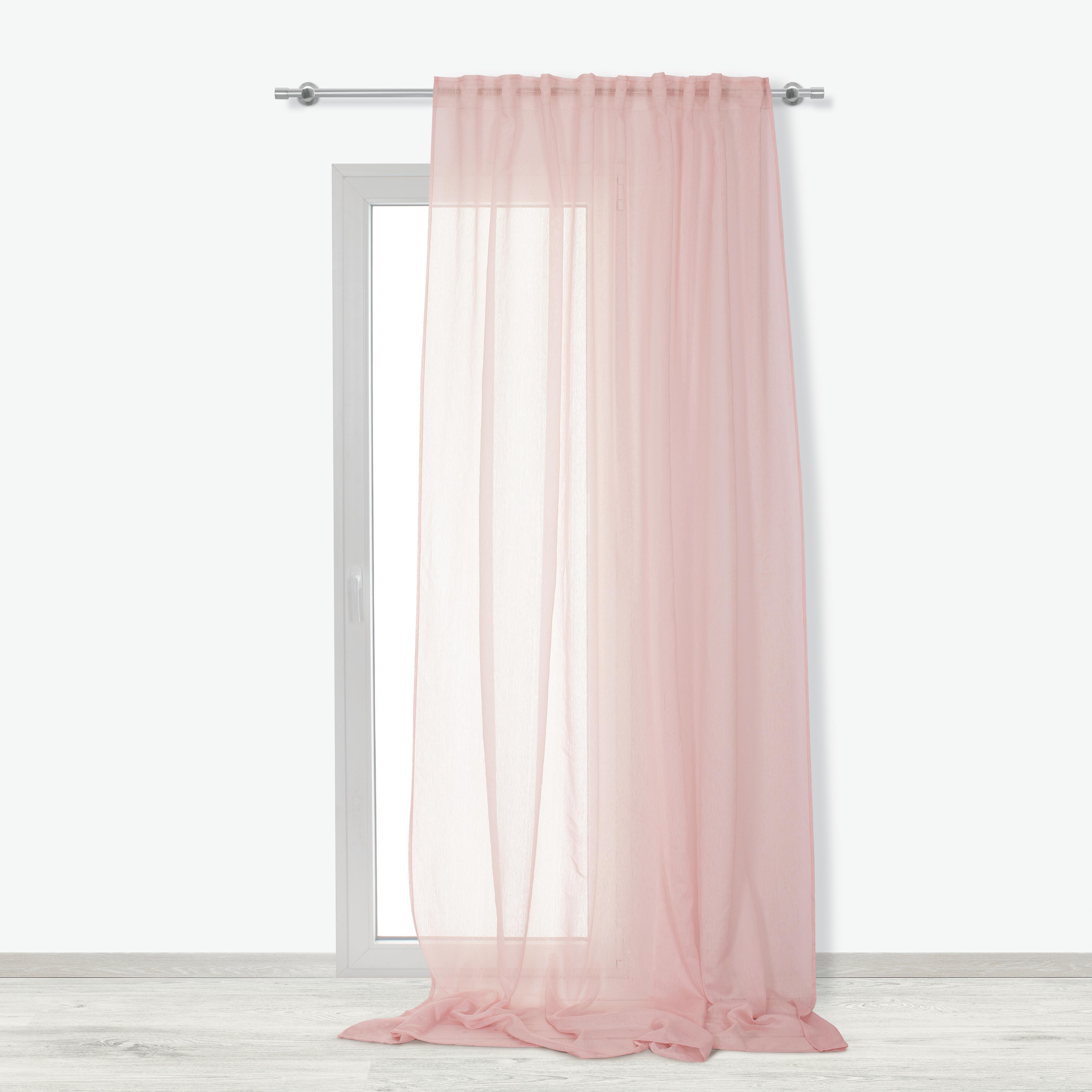 Tenda Voile Softy rosa, fettuccia e passanti nascosti 200x280 cm INSPIRE - 11