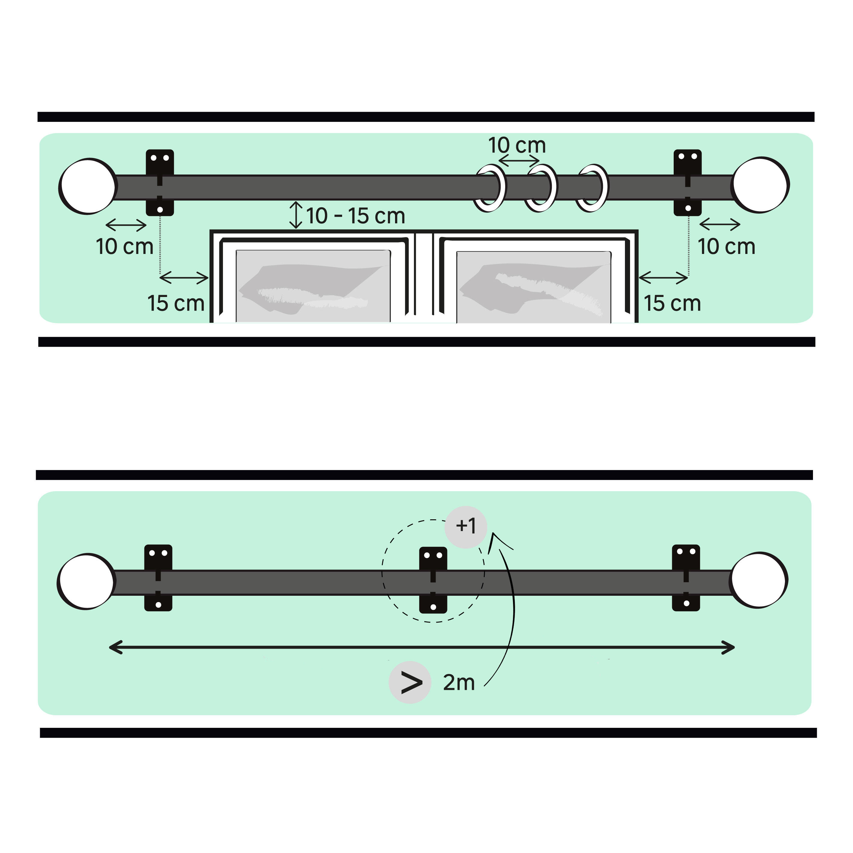 Lot de 2 embouts pour barre à rideau , Diam.28 mm décor chêne clair Atelier, MOB - 3