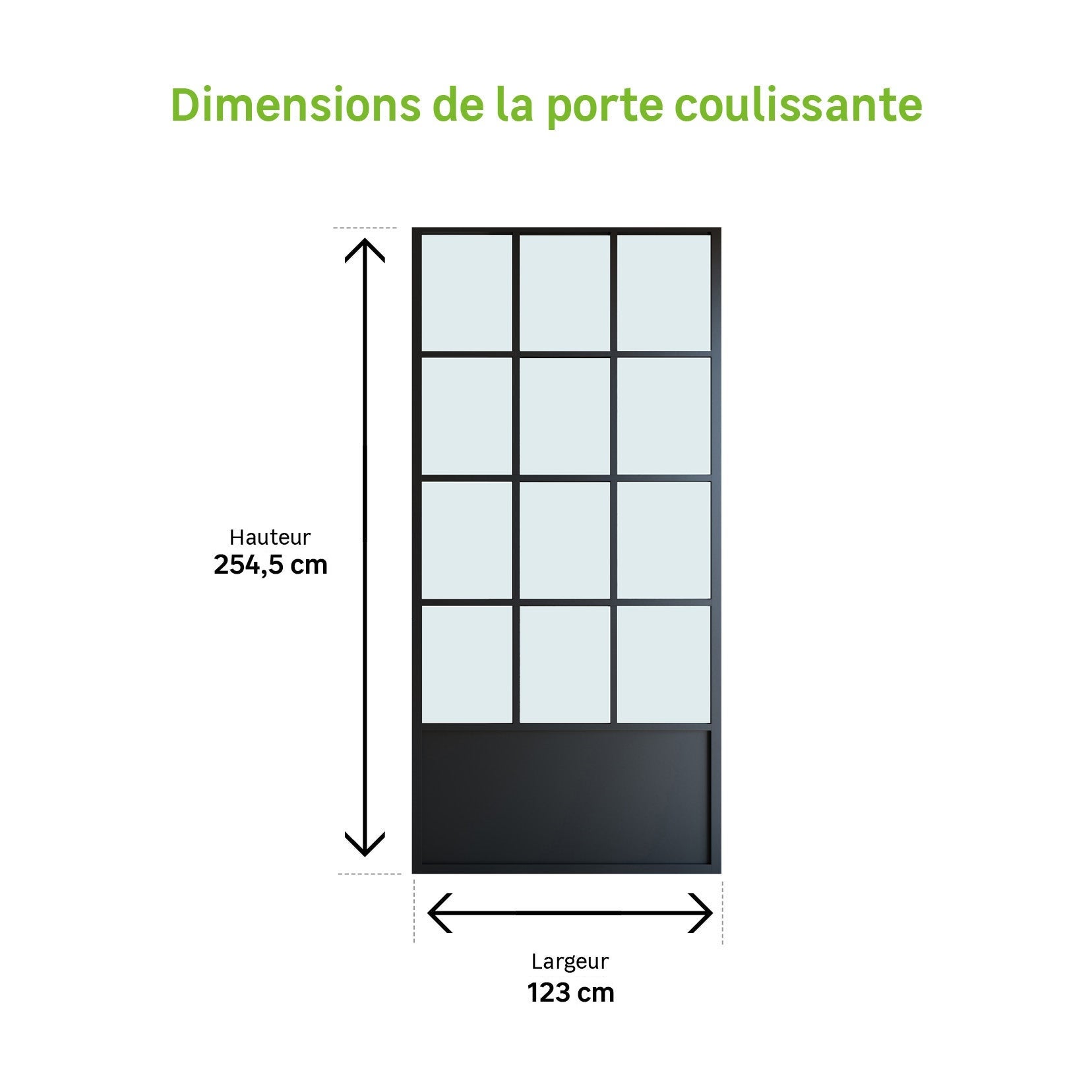 Porte coulissante atelier vitrée Monnet noir, H.260 x l.123 cm - 4