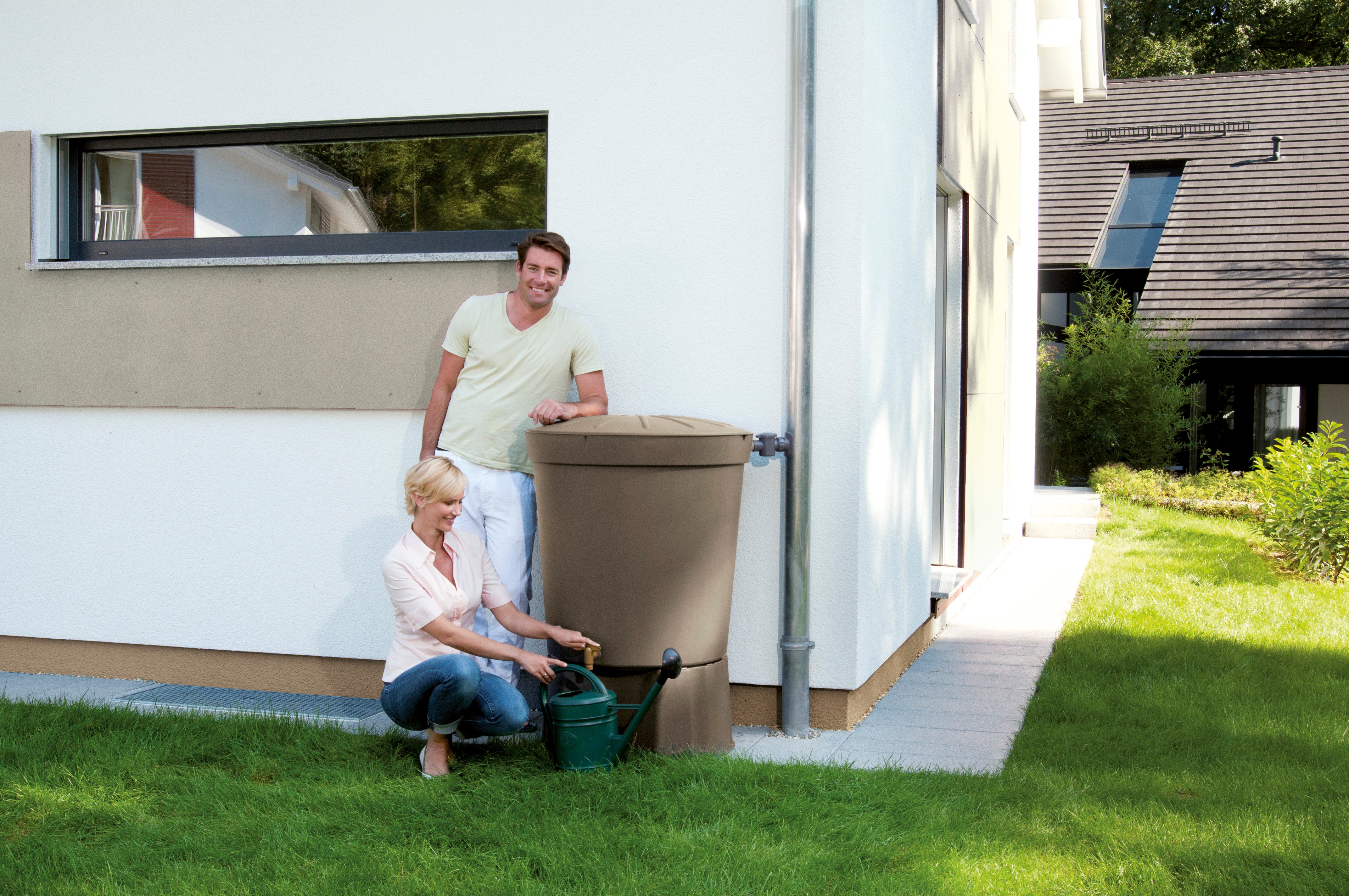 Récupérateur d'eau GARANTIA cylindrique taupe, 300 l - 5