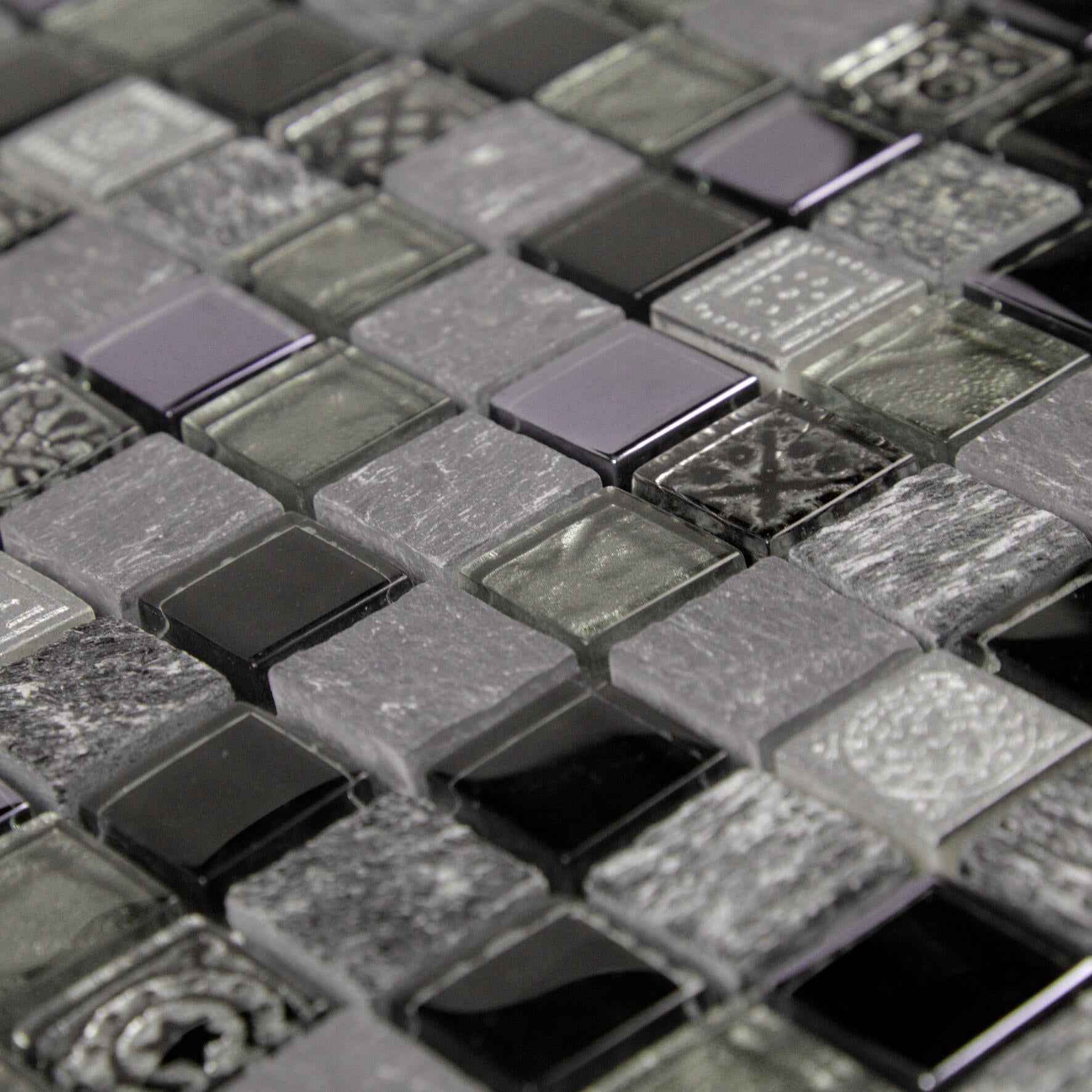 1 plaque de mosaïque Mix pierre gris 30 x 30 cm - 3