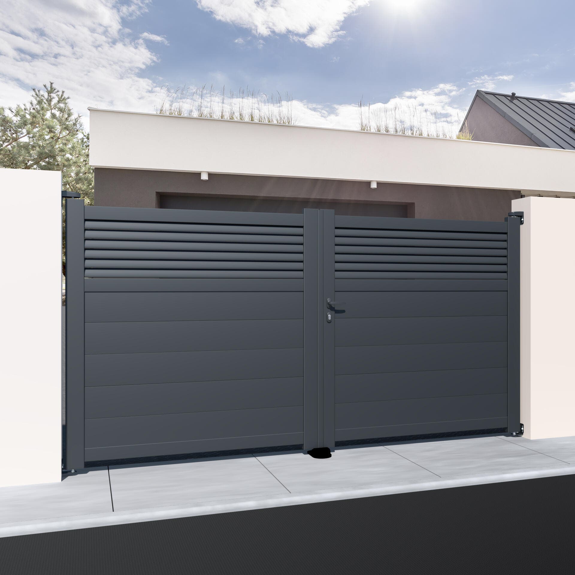 portail aluminium semi persienna
