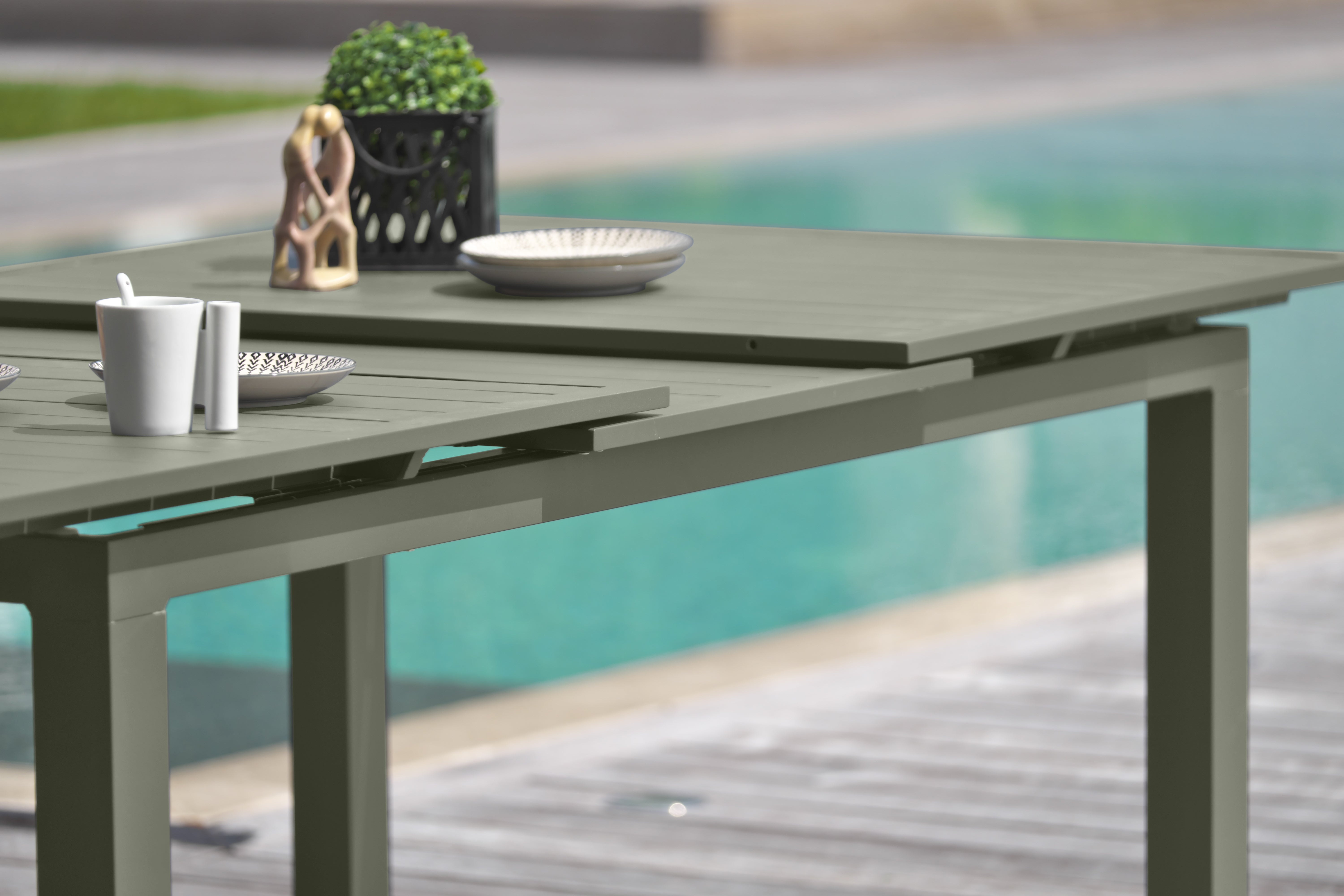 Table de jardin DCB GARDEN Miami-kaki rectangulaire vert 10 personnes - 3