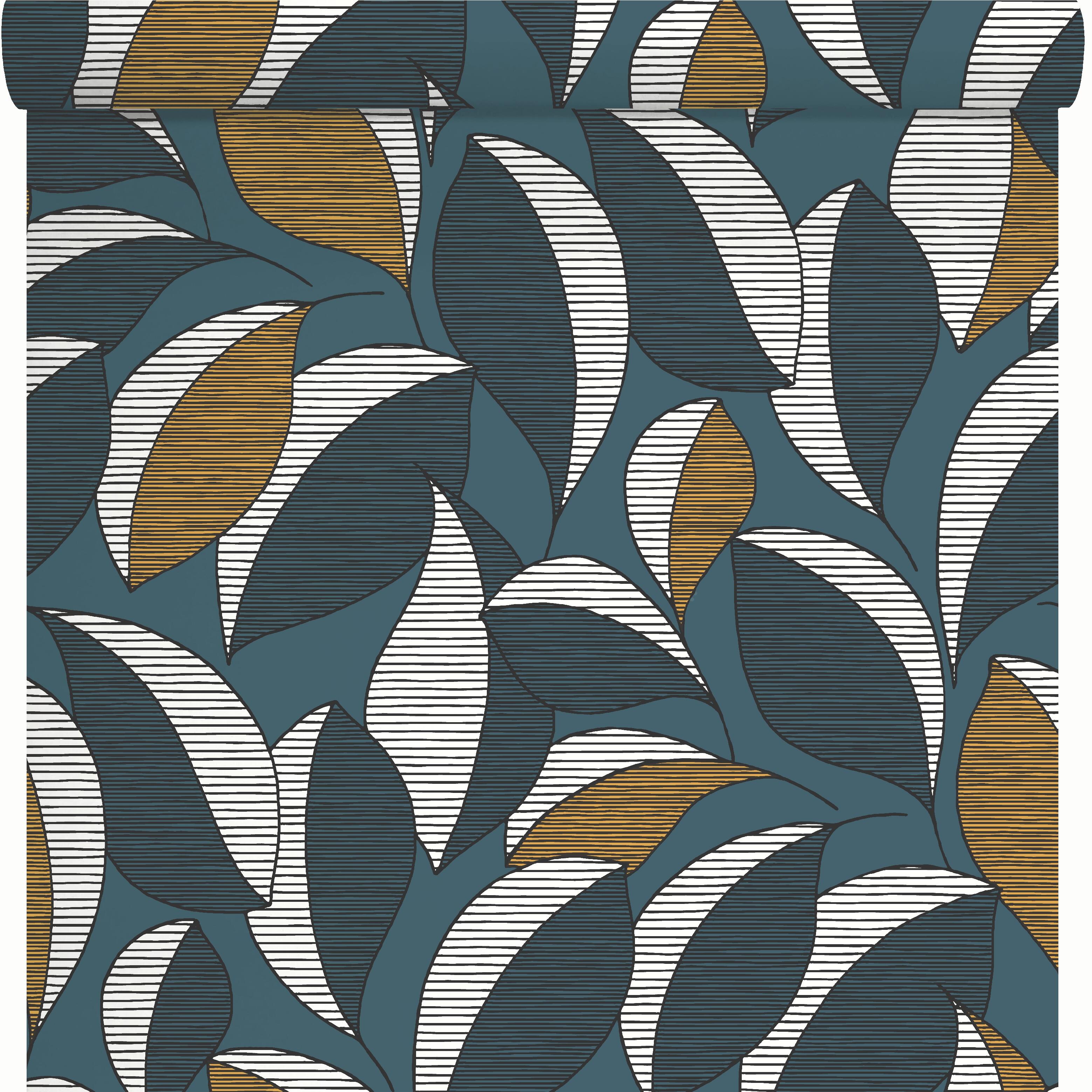 Papier peint intissé Graphique wax bleu - 2