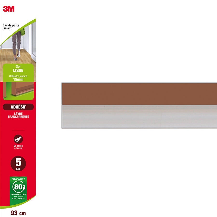 Bas de porte à coller bavette Sol lisse classique 3M, L.93 cm marron - 2