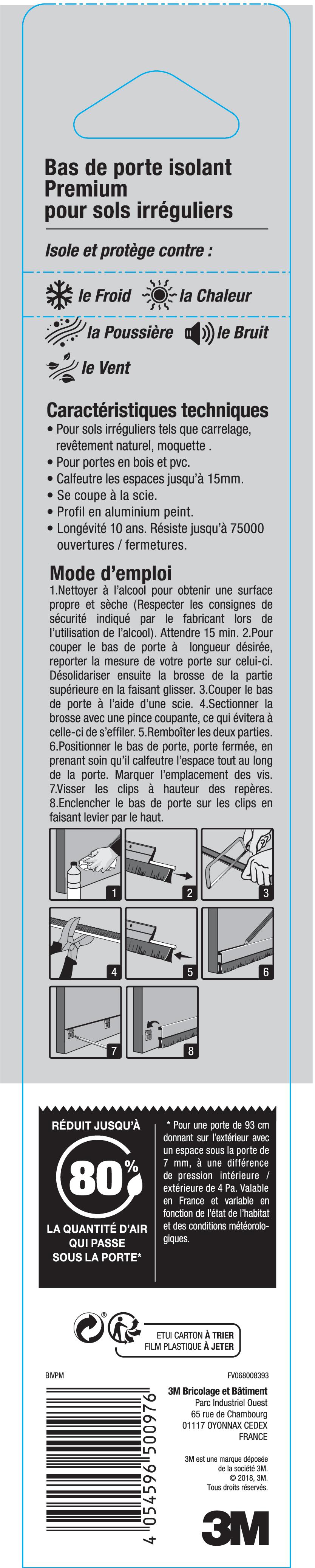 Bas de porte à visser brosse Sol irrégulier premium 3M, L.93 cm marron - 3