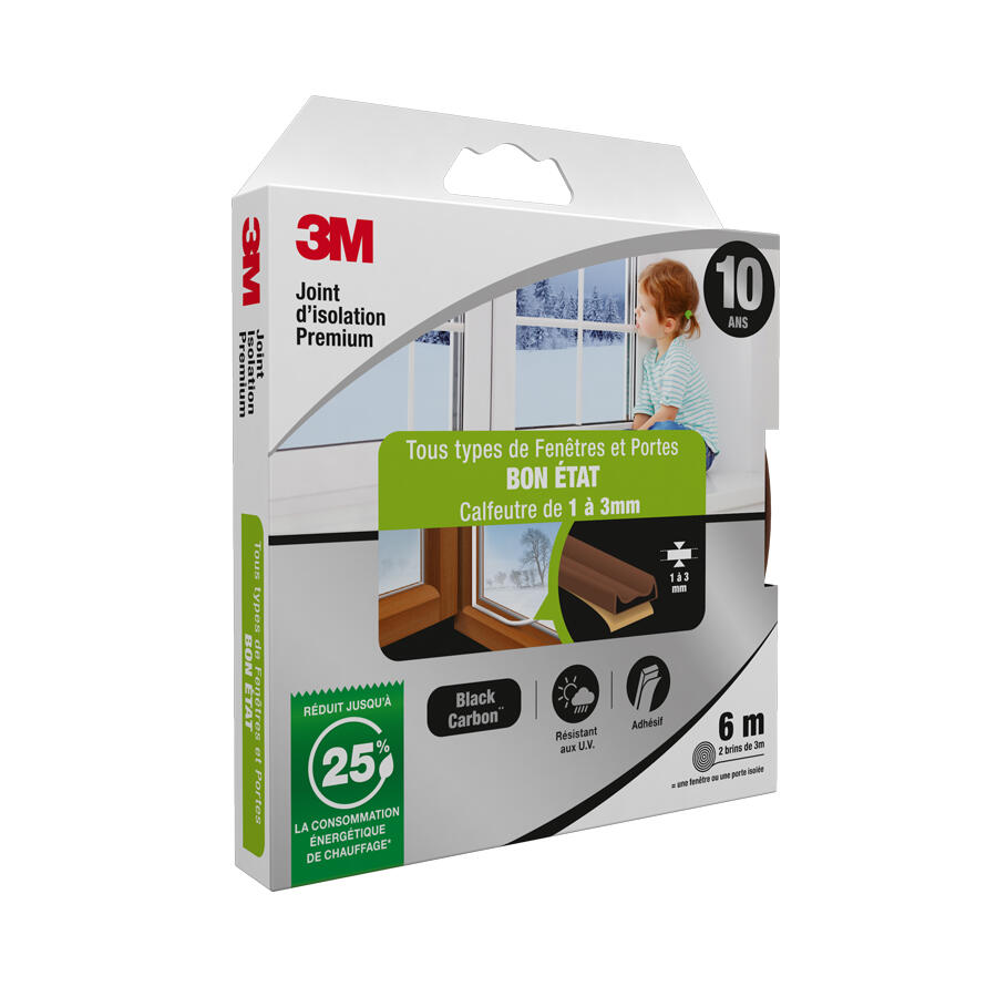 Joint de porte et fenêtre bon état Premium 3M 1 à 3 mm, L.6 m marron - 2