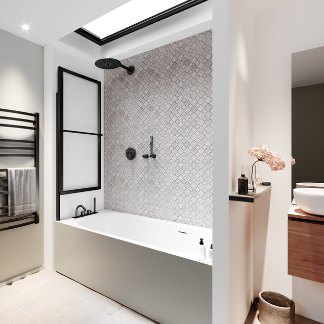 Pare-baignoire pivotant relevable transparent noir, H.140 x l.123 cm Lift