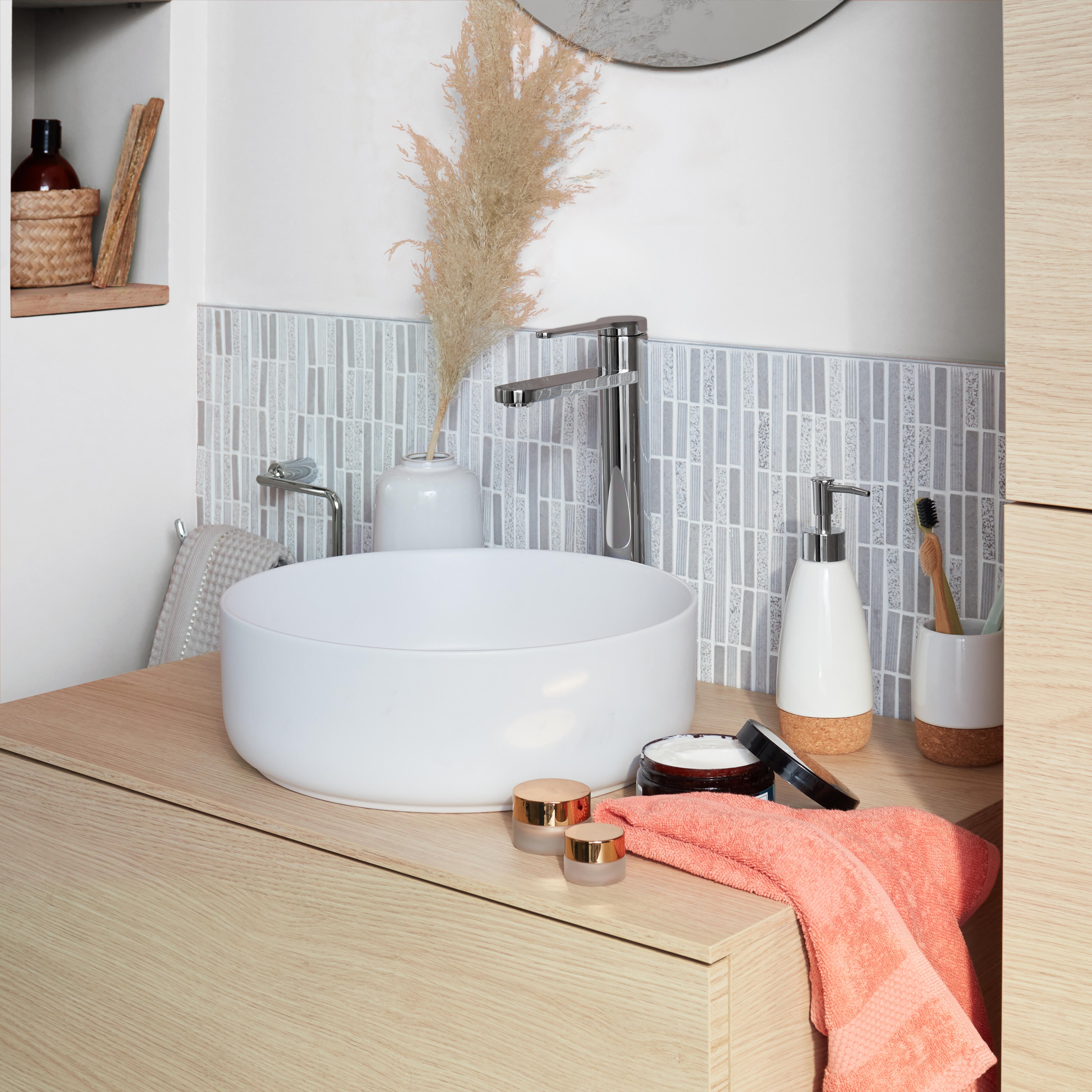 Lavabo da appoggio SENSEA tondo in ceramica bianco opaco piletta non inclusa - 14