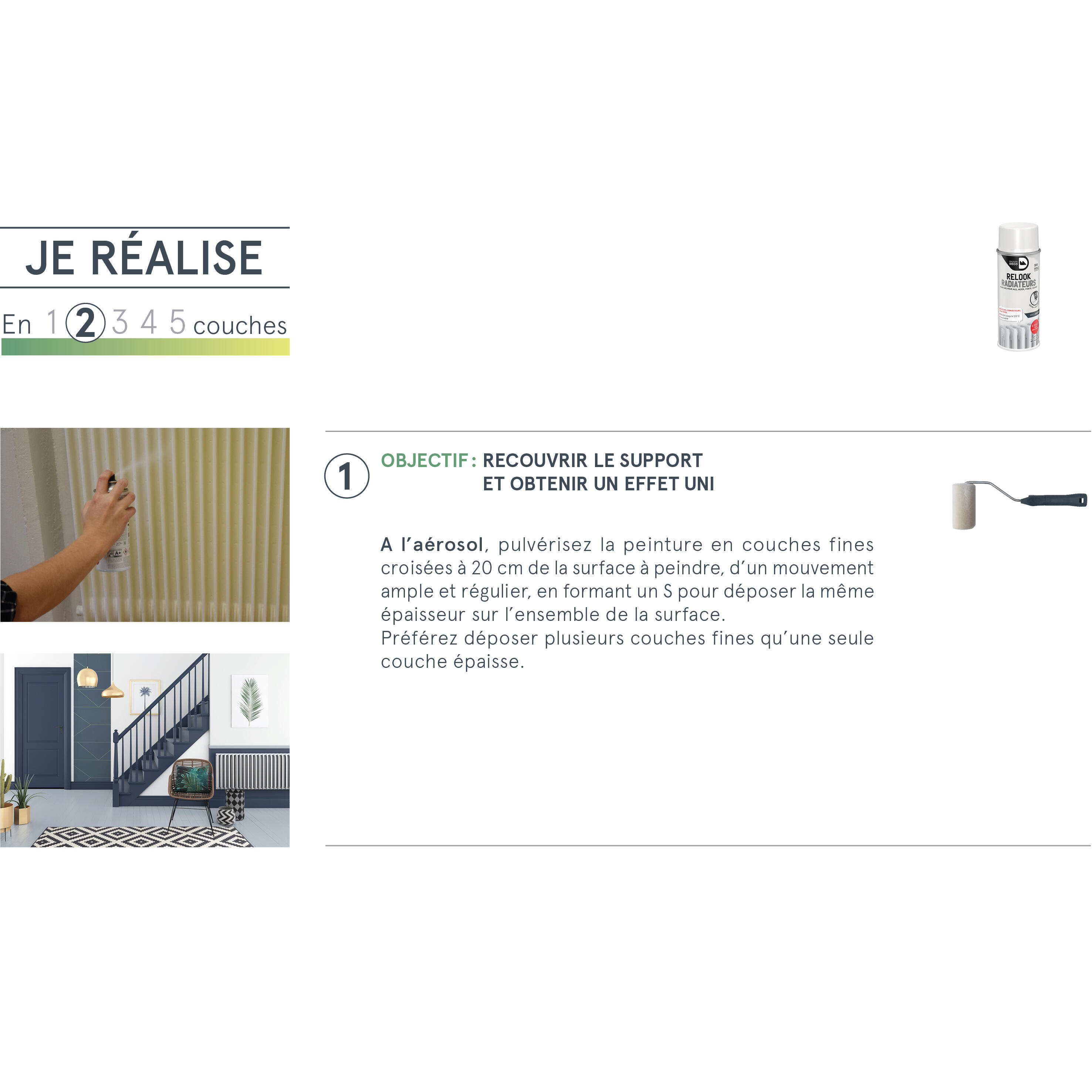 Bombe de peinture Relook radiateurs MAISON DECO blanc cassé satiné - 8