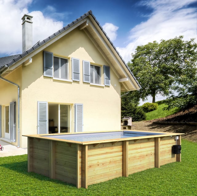 Piscine, bois Urbaine BWT MYPOOL, rectangulaire x L.2.5 x l.6 x H.1.33 m