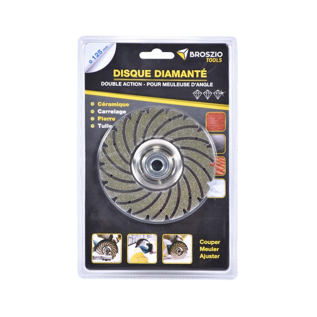 Meule Diamantée Résine 125mm - Pour Affûtage Acier Dur, Pierre, Grain Diamant, 32mm Alésage