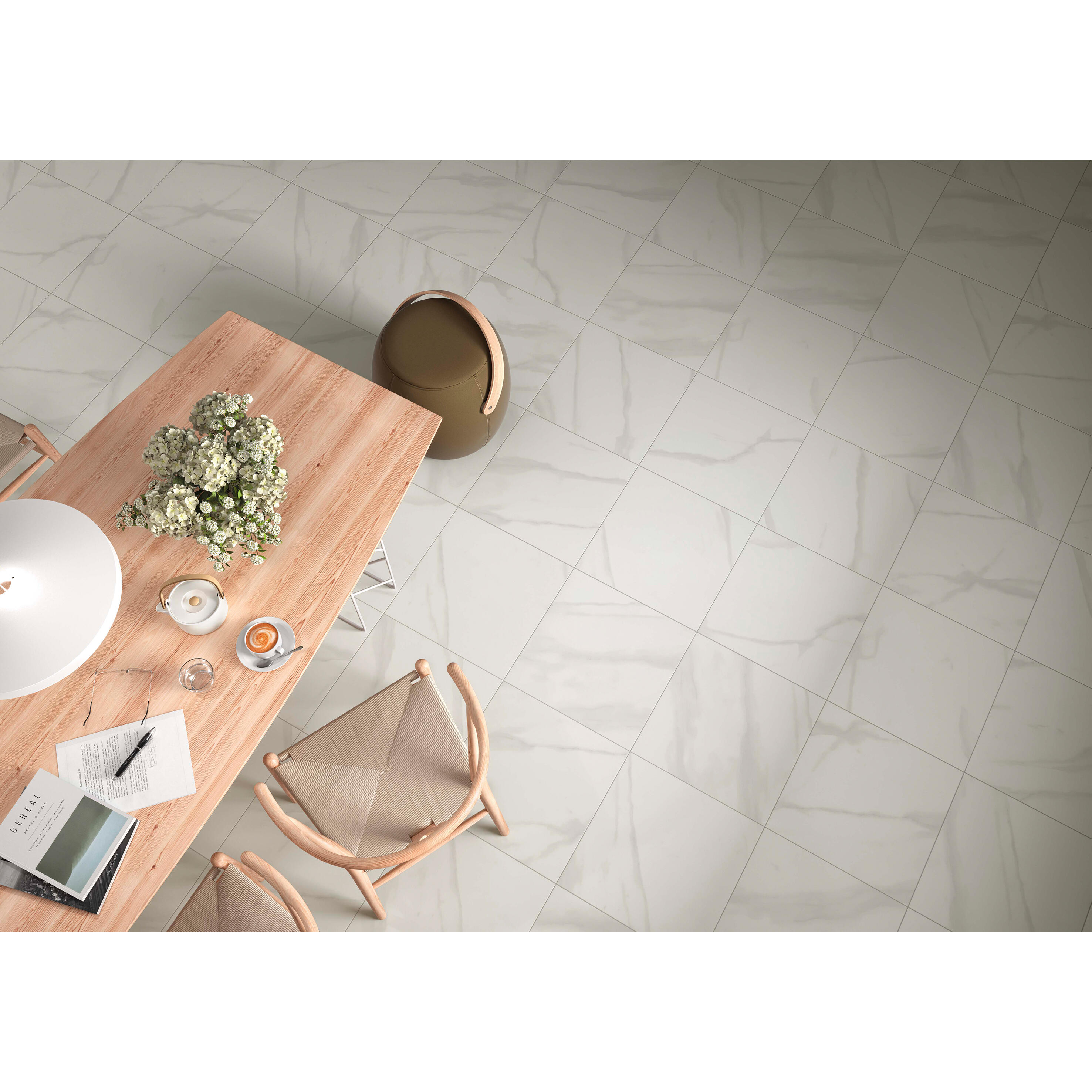 Carrelage sol intérieur / mur intérieur effet marbre blanc Samos 2 l.45 x L.45 c - 3