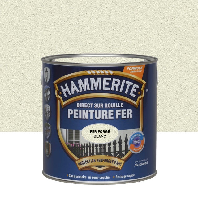 Peinture extérieure fer Forgé HAMMERITE blanc mat  2.5l
