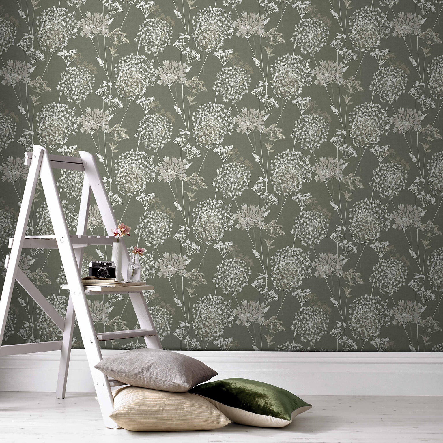 Papier peint intissé Graminé vert kaki | Leroy Merlin