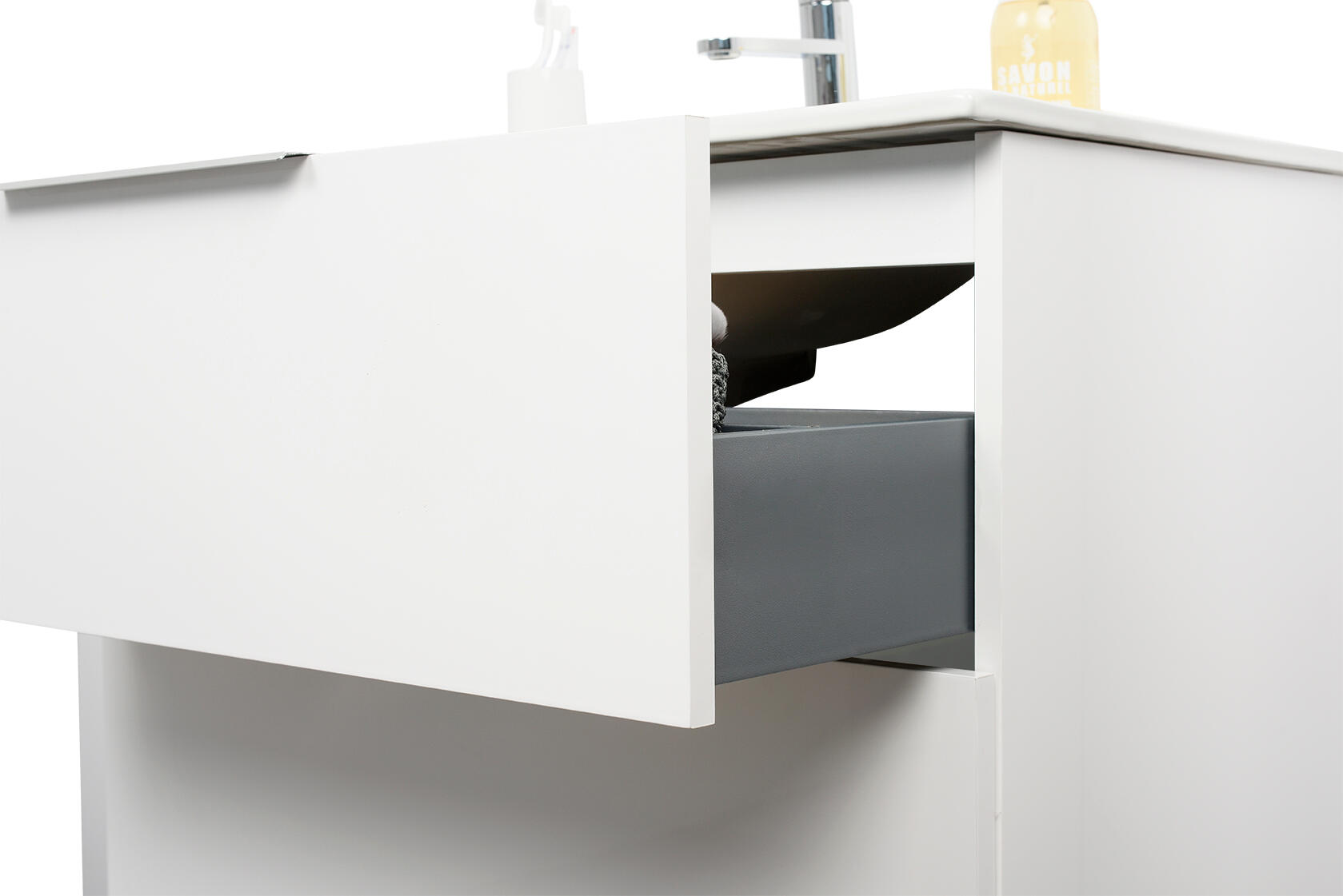 Mobile da bagno sotto lavabo SENSEA Essential bianco laccato lucido L 79 x H 53 x P 45 cm 2 cassetti, lavabo non incluso - 9