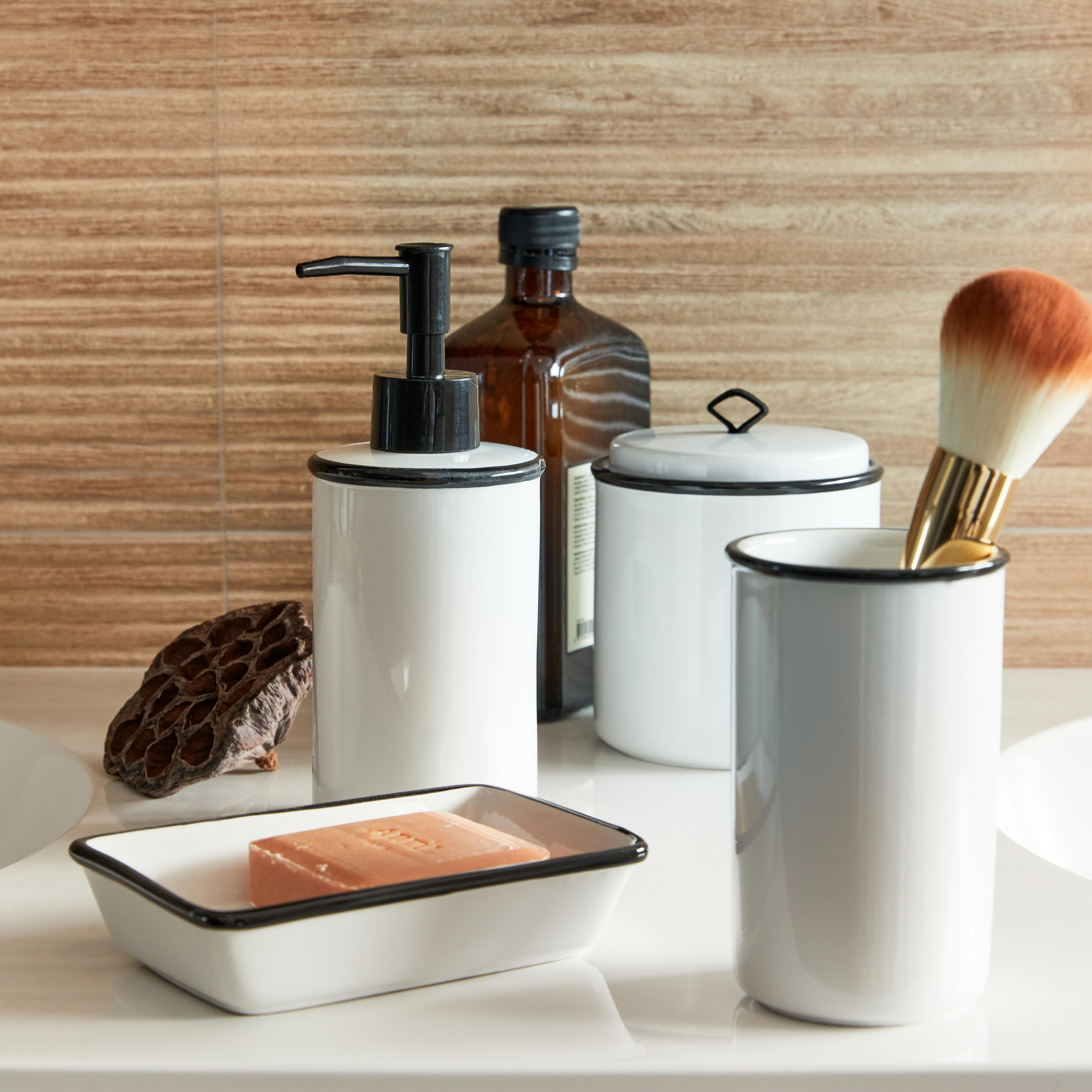 Gobelet de salle de bains Marcel noir et blanc NORASIA - 8