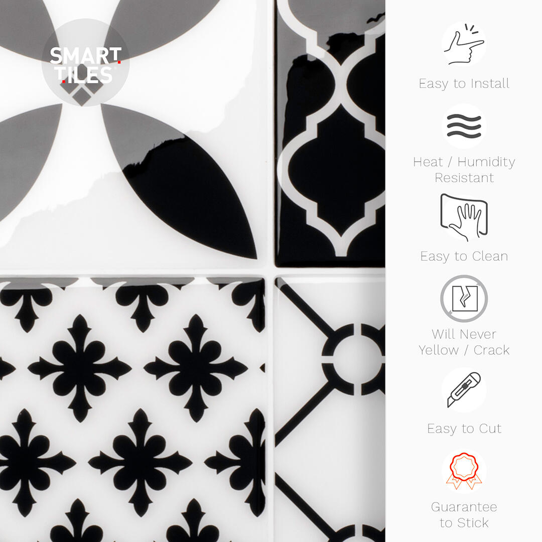 Lot de 4 adhésifs décoratifs, Vintage Bilbao, gris, 22.86X22.86 cm - 8