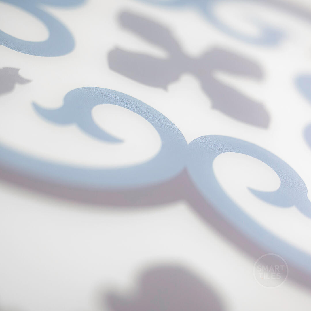 Lot de 4 crédences adhésives Girona, blanc, bleu et gris moyen, 19.5 cm x 19.5 cm - 4