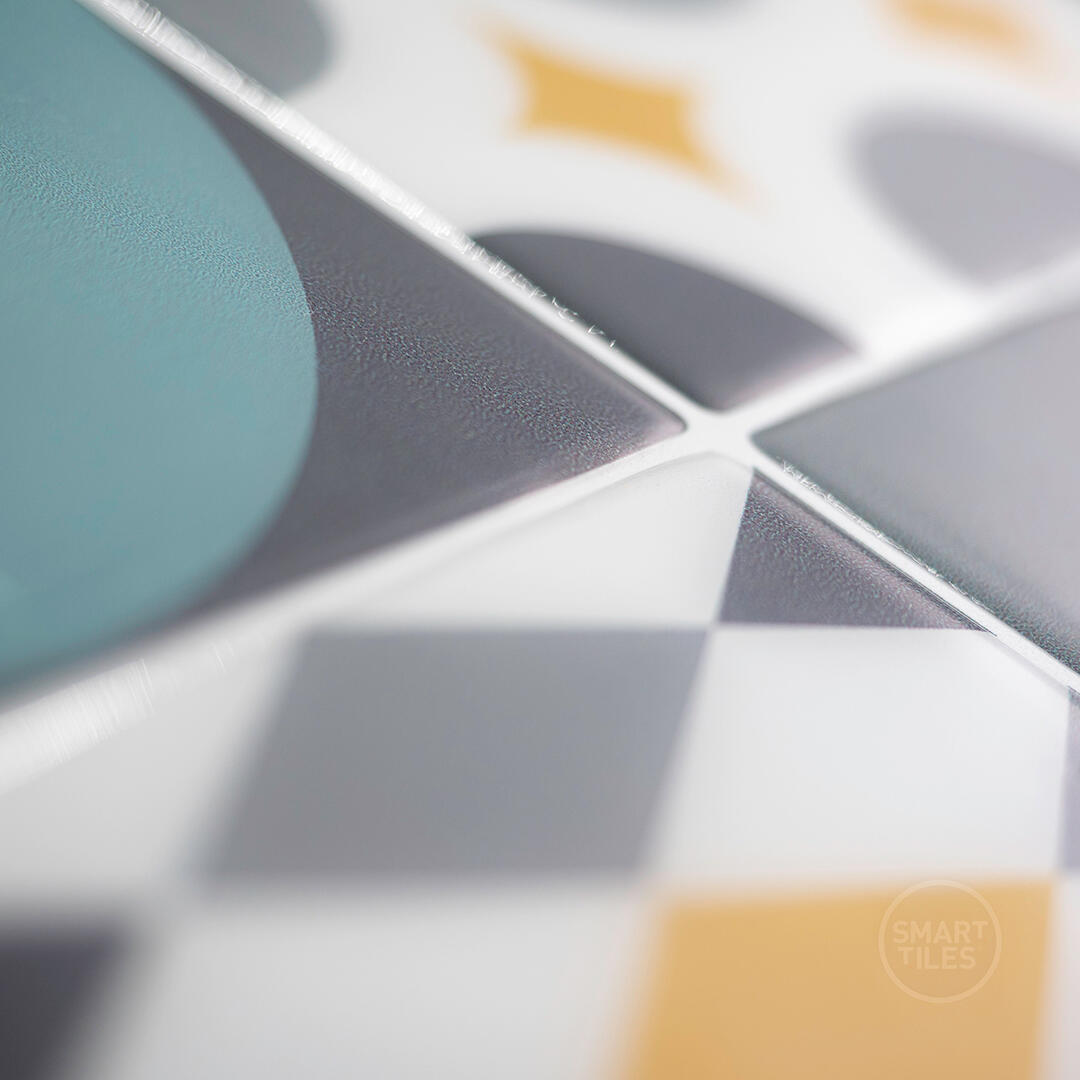 Lot de 4 adhésifs décoratifs, Vintage Cadiz, gris, 22.86X22.86 cm - 4