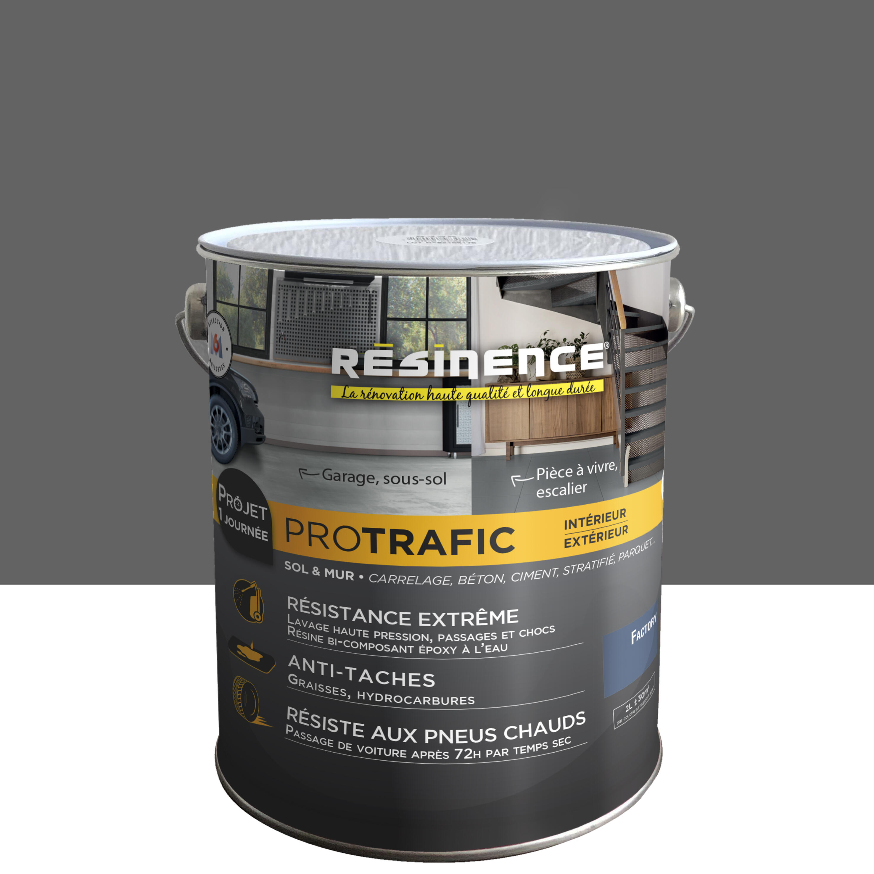 Peinture sol Protrafic RESINENCE, RAL 7035, gris tendre satiné, 2 ll