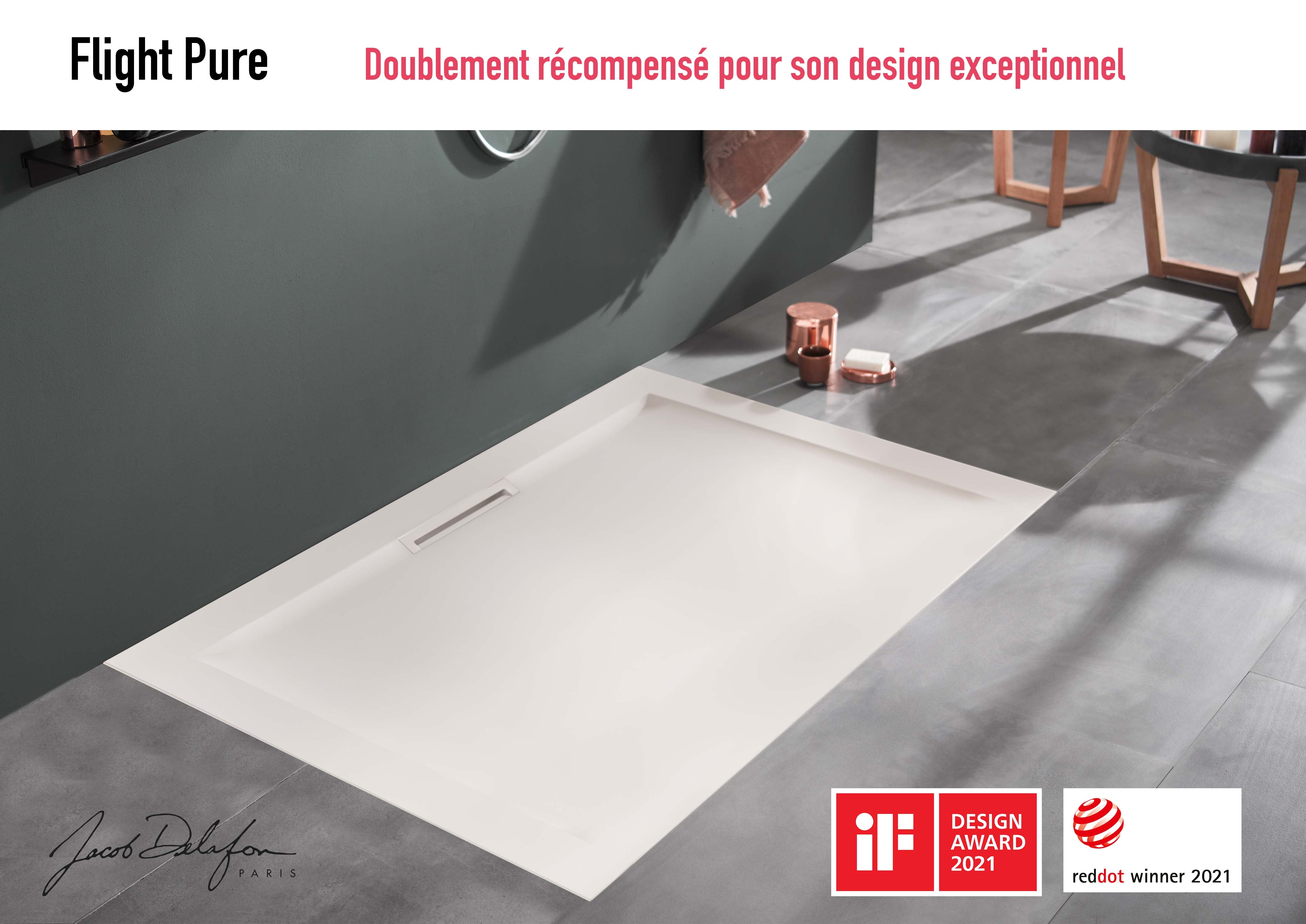 Receveur de douche, extraplat, résine 120 x 80 cm, Flight pure JACOB DELAFON - 7