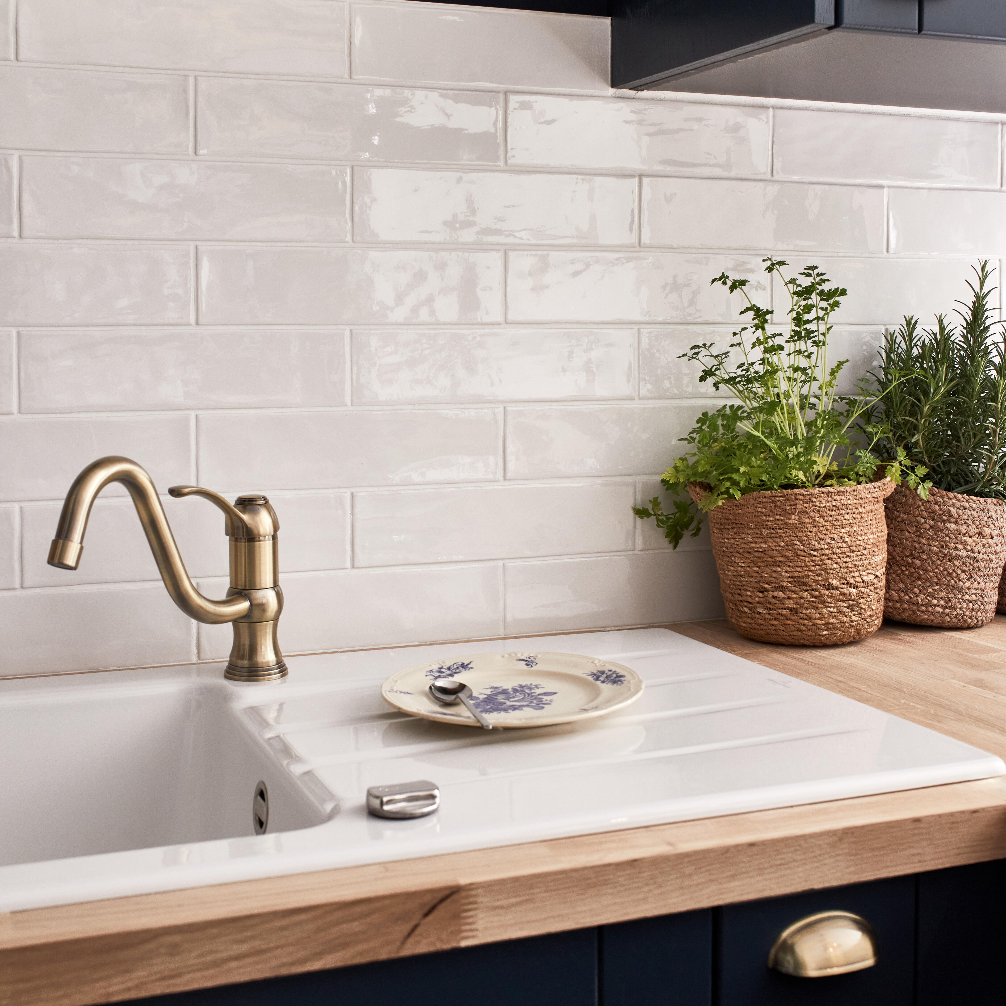 Carrelage mur intérieur effet zellige blanc Bakerstreet l.7.5 x L.30 cm - 2