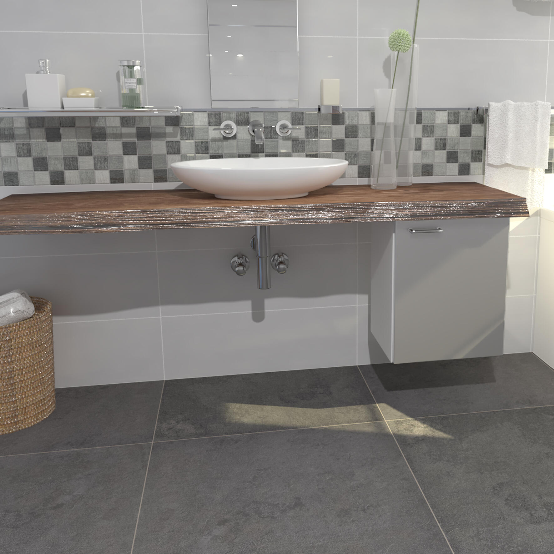 Mosaïque Carrée En Céramique Noir Brillant Format : 48 X 48 X 6 Mm Dimensions De La Feuille 300 X 300 Mm 1 Feuille/mat