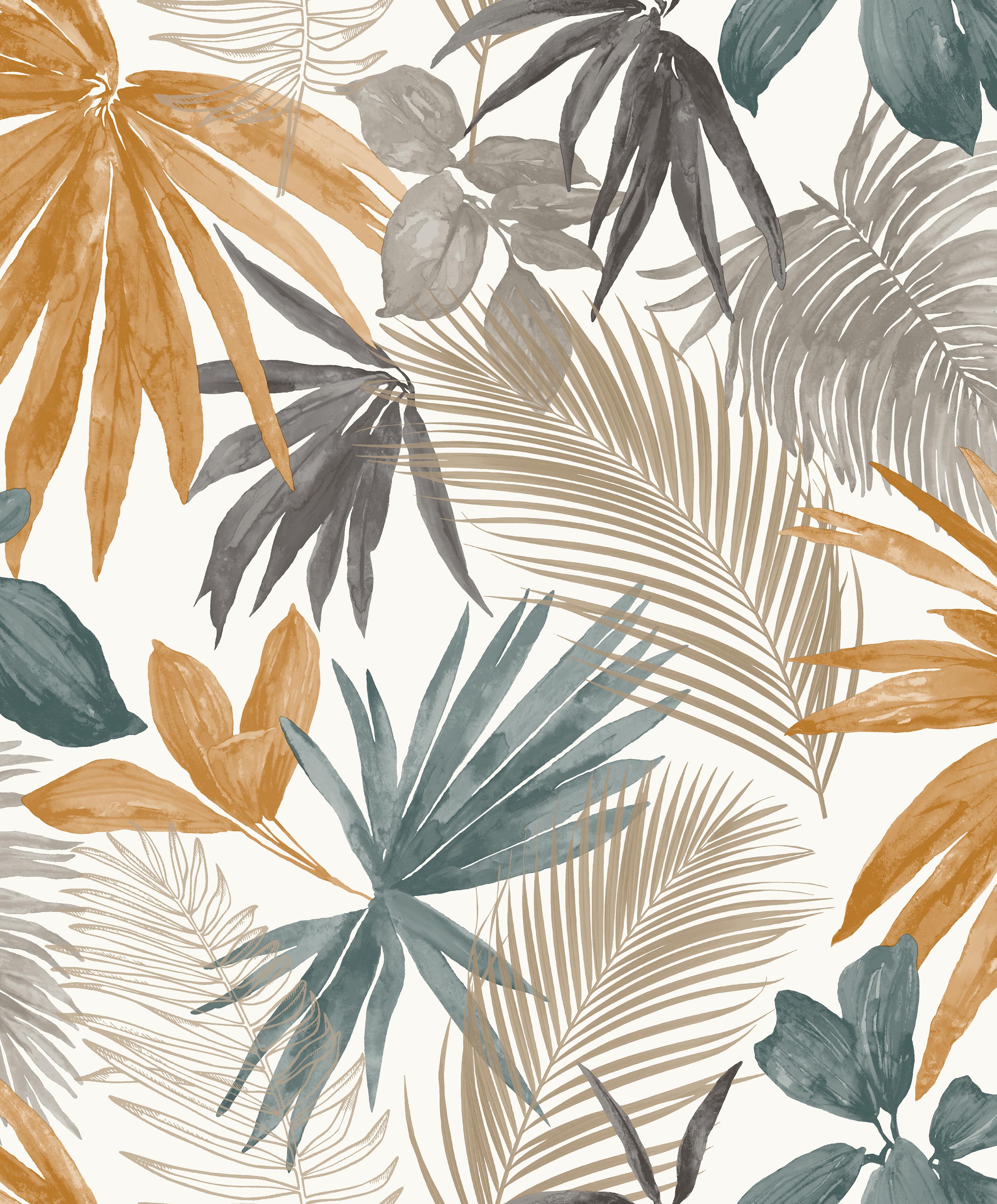 Papier peint intissé Feuille Wild palms jaune - 3