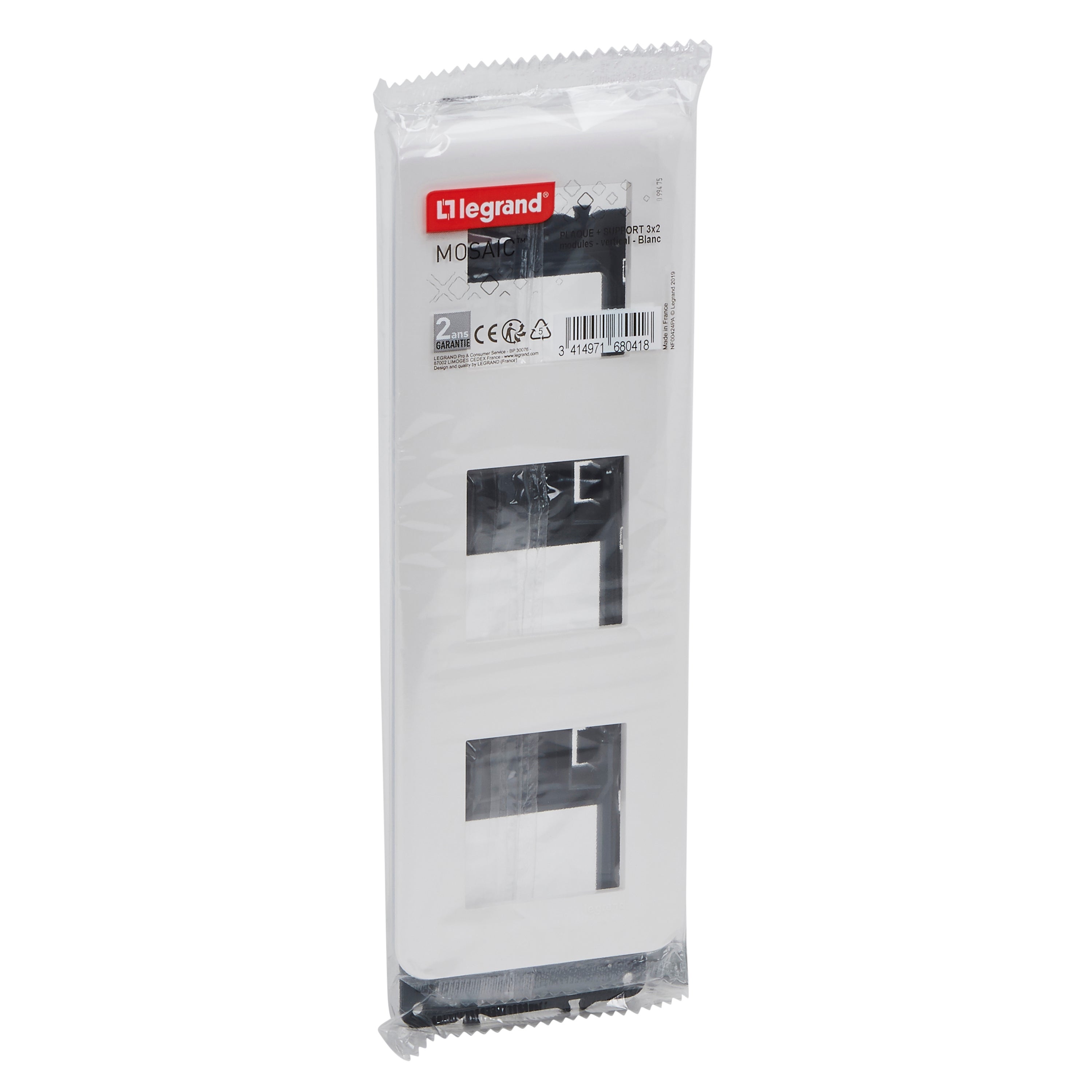 Support et plaque triple vertical Mosaic, LEGRAND, blanc - 2