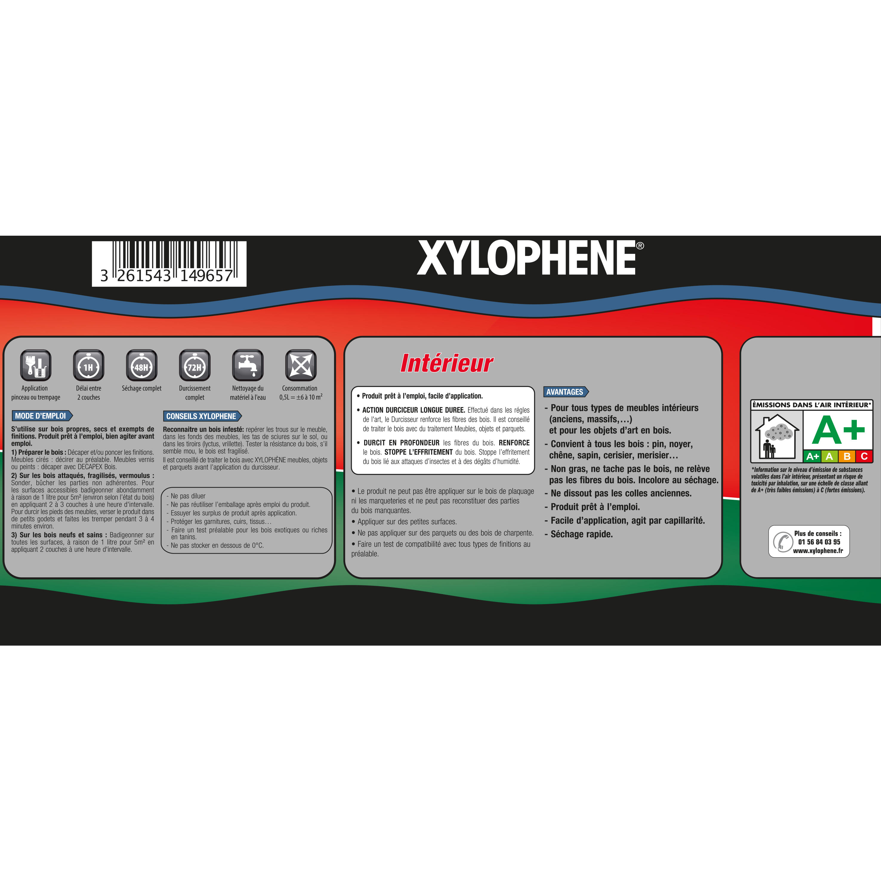 Traitement du bois meuble XYLOPHENE Vermoulus 0.5 l - 5