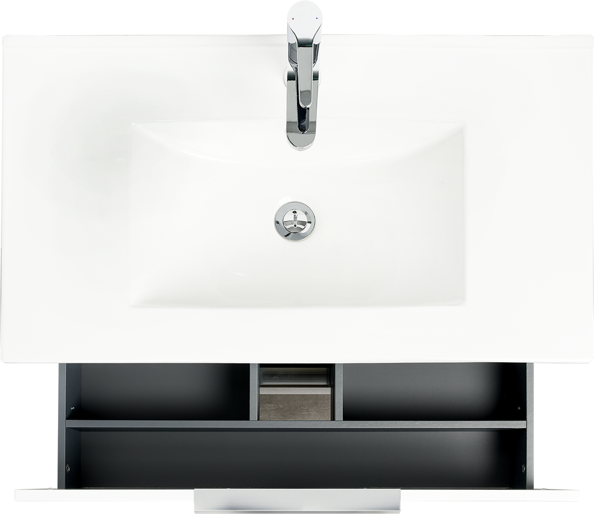Lavabo a incasso rettangolare vasca centrale Essential L 81 x H 16 x P 46 cm in ceramica bianco lucido - 19