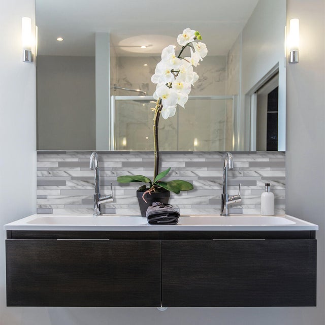 Piastrella adesiva Milano Carrera SMART TILES grigio 25 x 30 cm, spessore 2 mm confezione da 4 pezzi