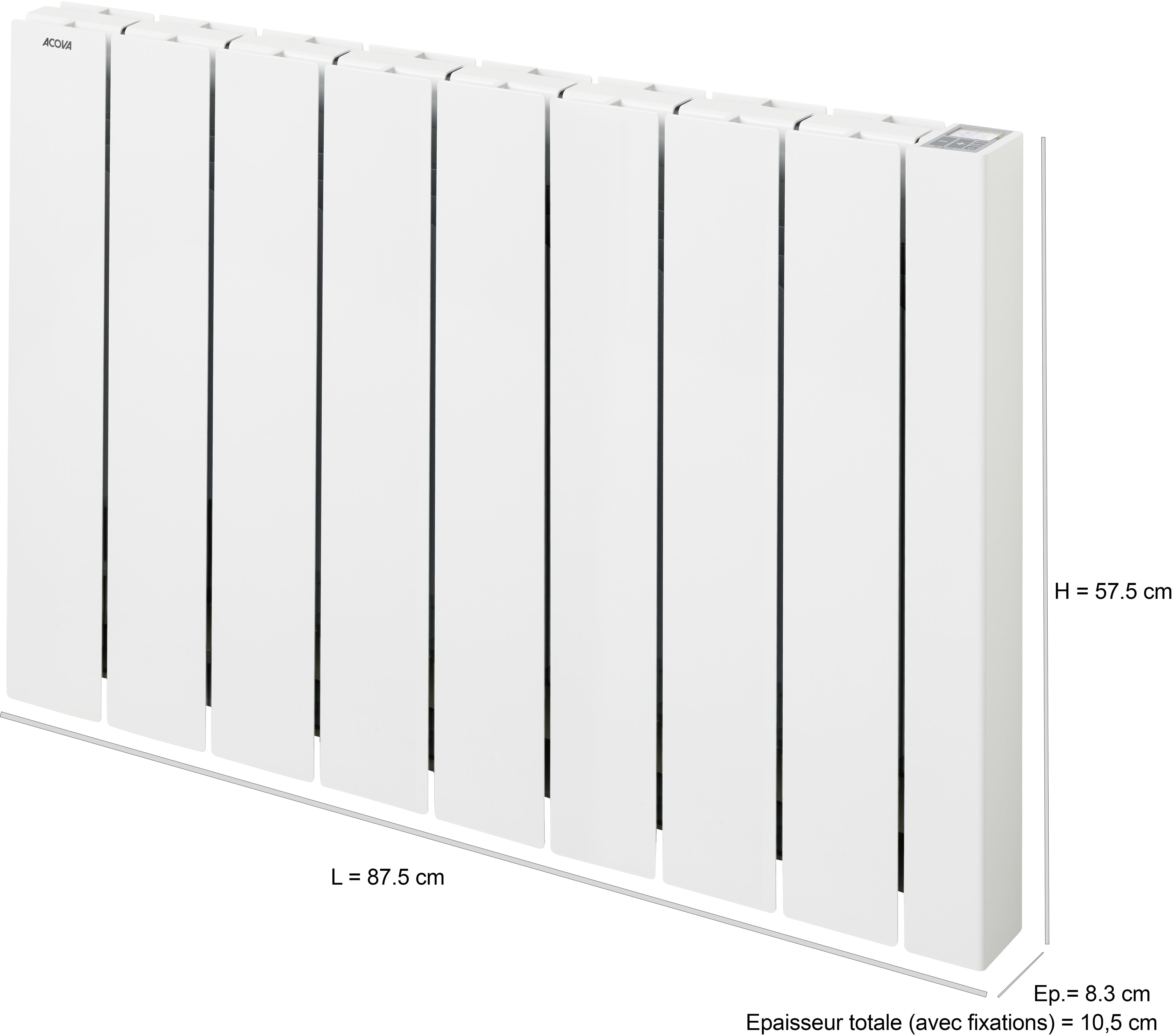 Radiateur électrique connecté à inertie fluide 1500W ACOVA Alcantara horizontal - 4