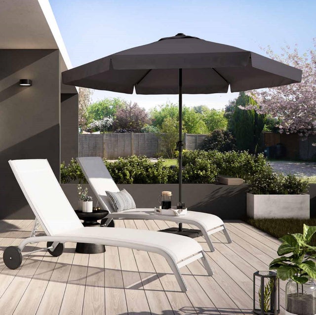 Ombrellone centrale grigio Avea NATERIAL con telo esagonale antracite L 296 x P 296 x H 247 cm