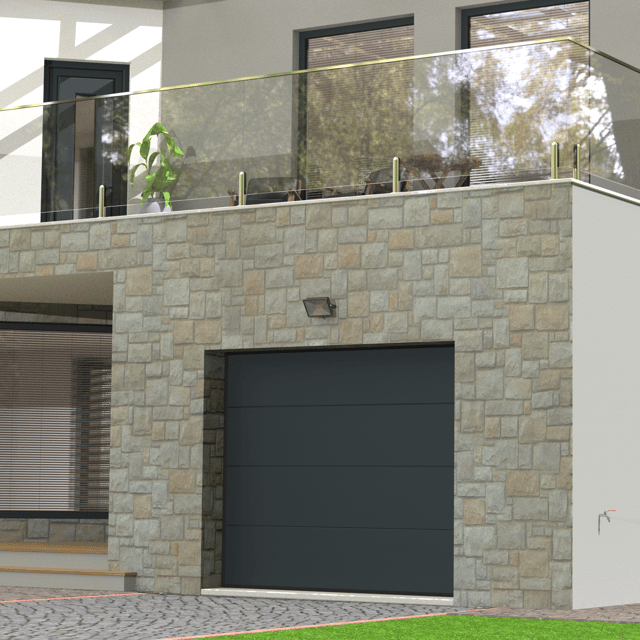 Porte garage sect.moto PRIMO 200x240 gris veiné+bouton poussoir+3télécommandes