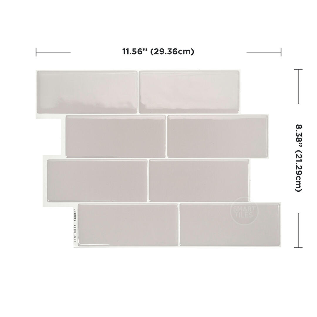 Lot de 4 crédences adhésives Cassandra, gris pale, 29.4 cm x 21.3 cm - 3