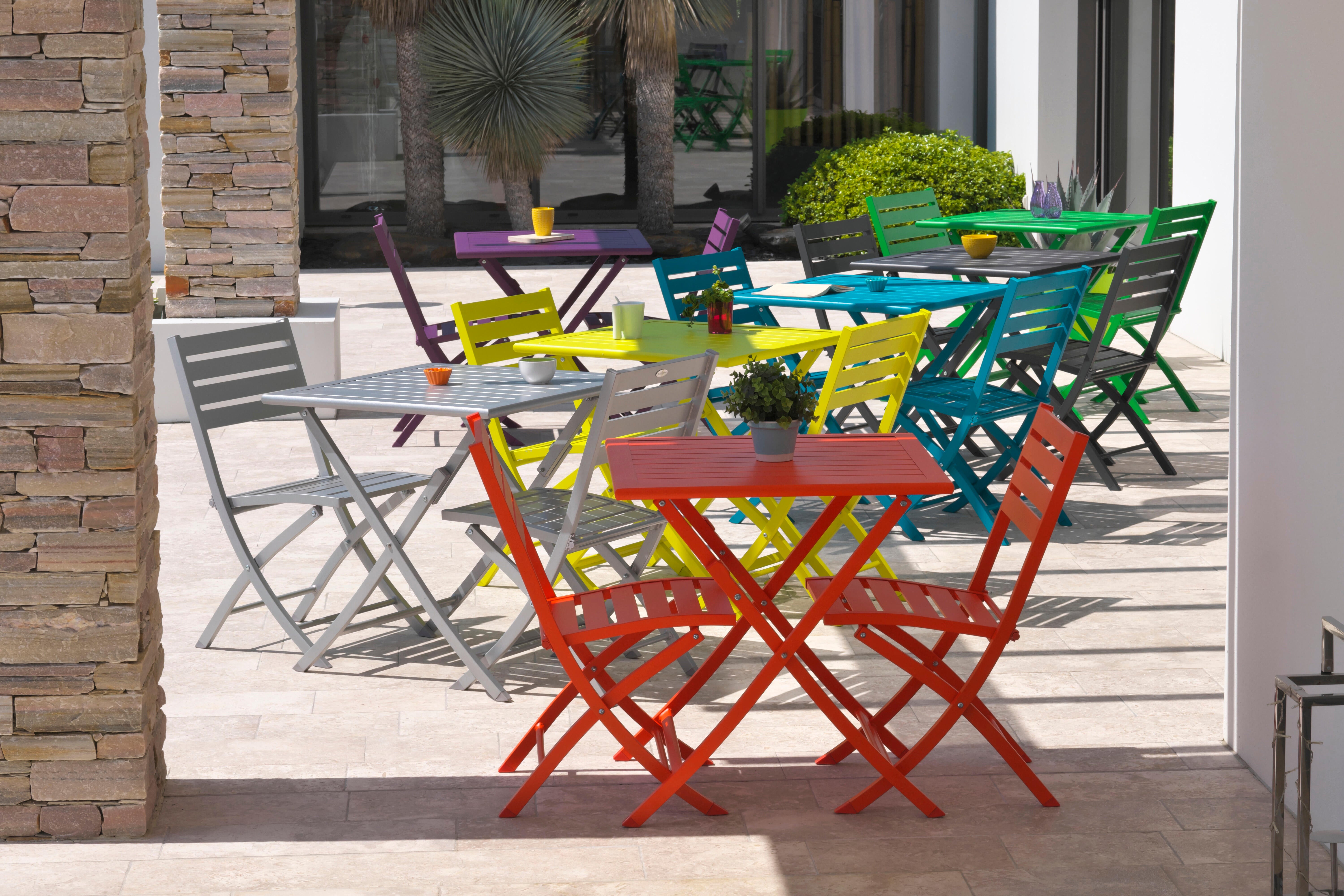 Table de jardin pliante Marius carré gris 2 personnes - CITY GARDEN - 2