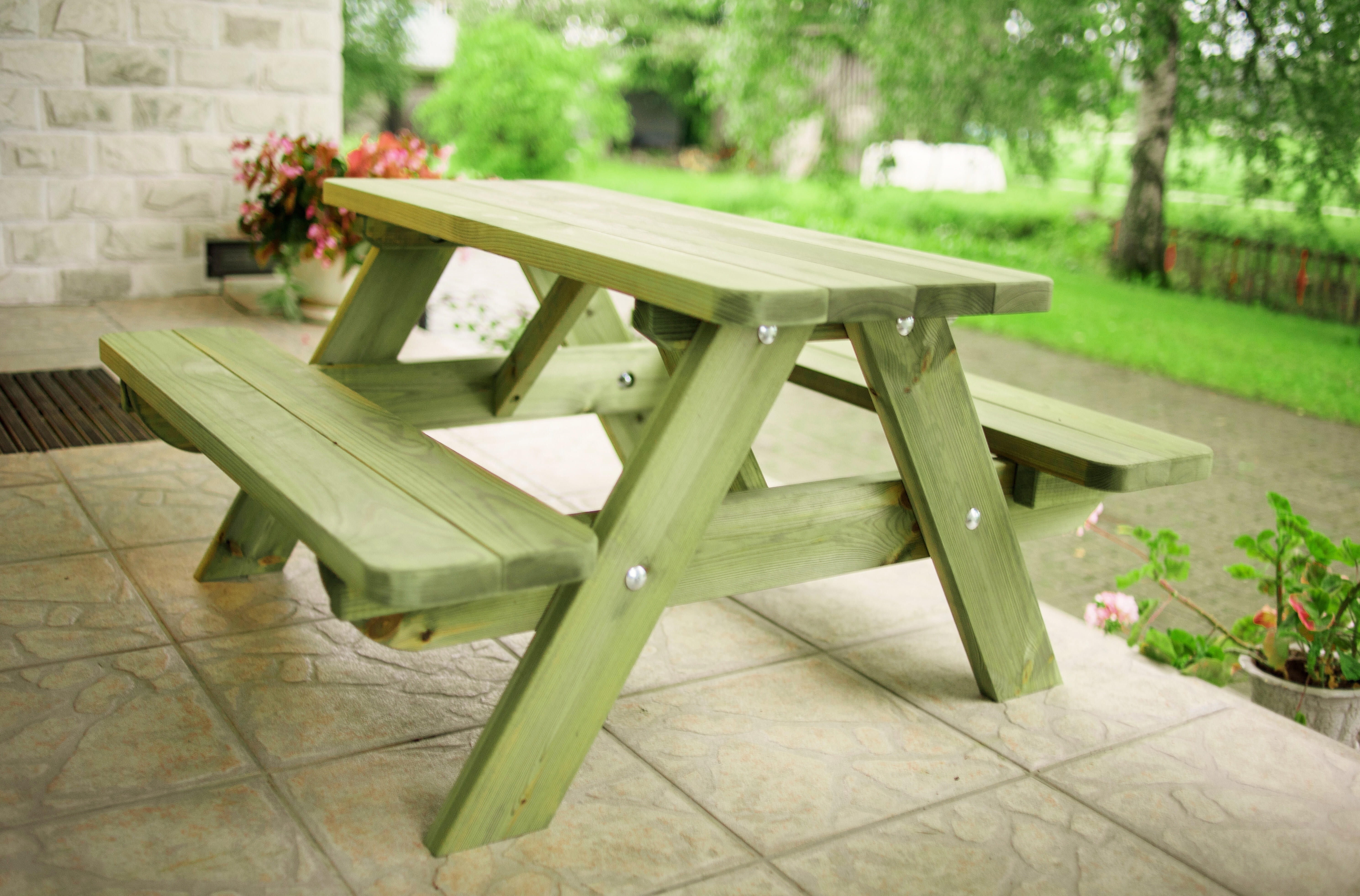 Ensemble pic-nic enfant en bois naturel, 4 personnes - 2