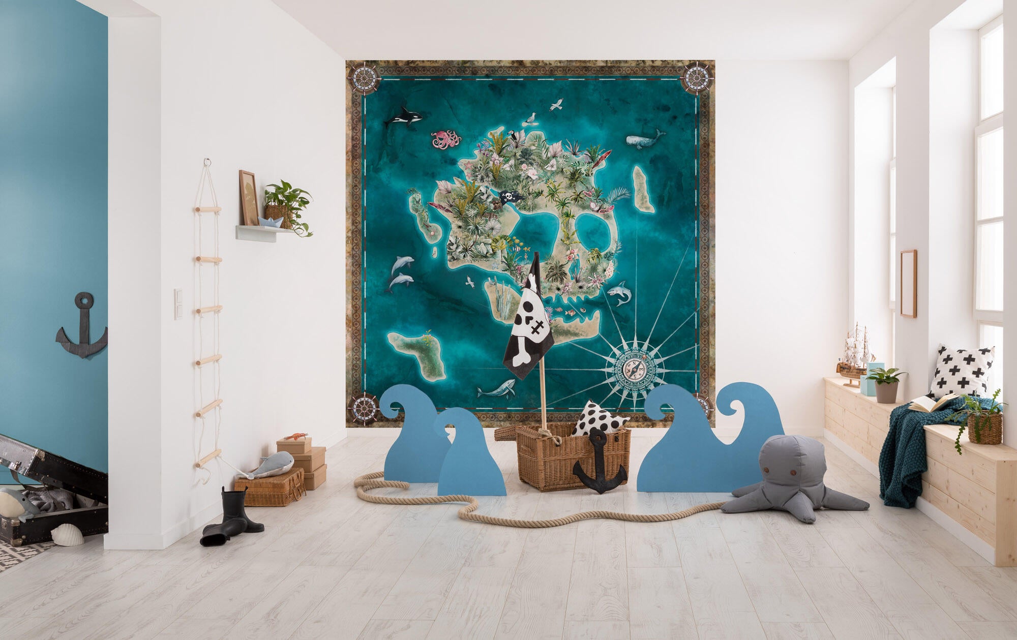 Papier peint panoramique Skull island bleu l.250 x H.250 cm | Leroy Merlin