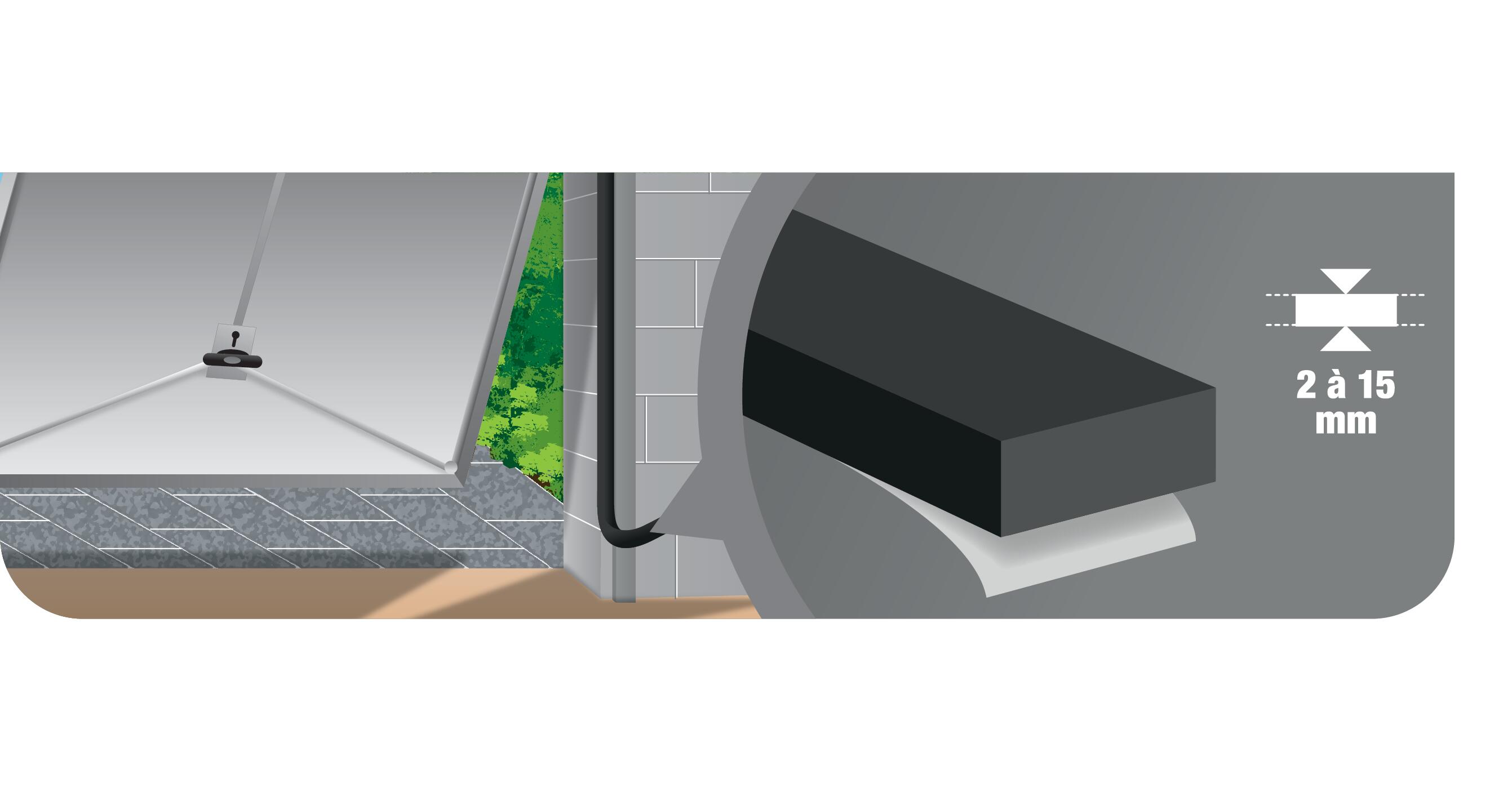 Joint d'isolation porte de garage Mousse gros espaces 3M 2 à 15mm, L.6.5M gris - 2